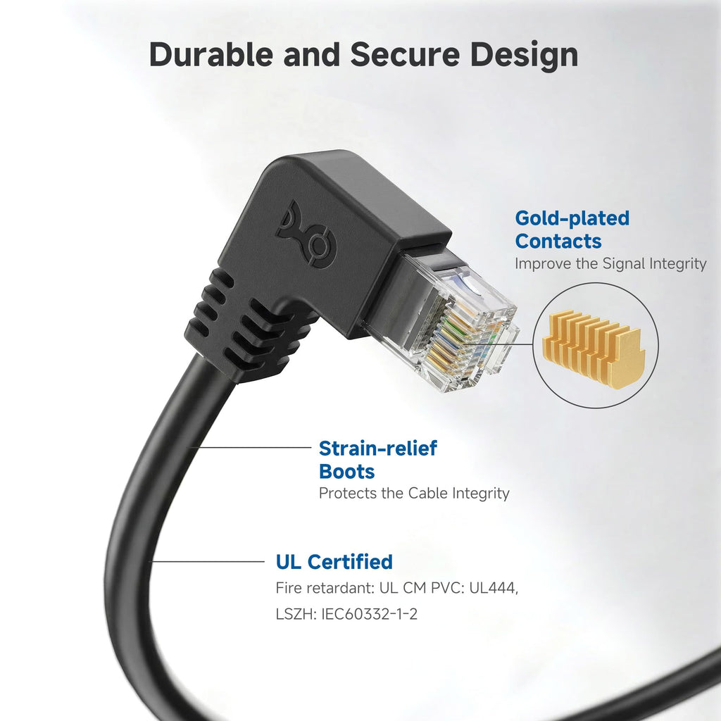 Cable Matters Combo-Pack 90 Degree Cat 6, Cat6 Right Angle Ethernet Cable 3 ft (Left Angle + Right Angle Cat6 Cable)