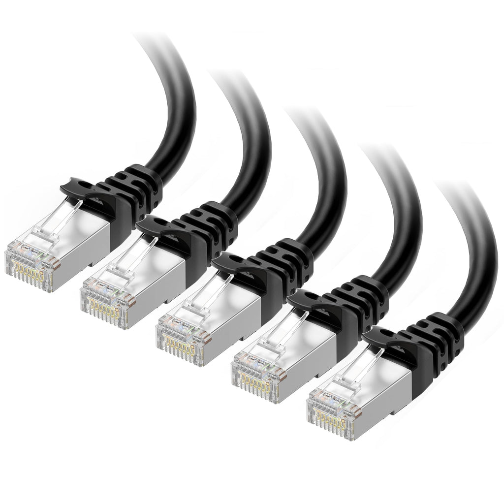 Cable Matters 5 Pack, Cat6a Snagless Shielded (SSTP/SFTP) Ethernet Patch Cable in Black 3 Feet