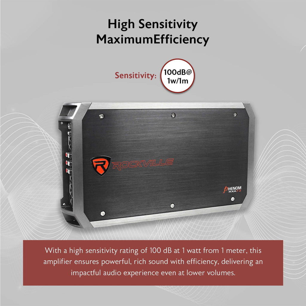 Rockville RXA-F2 2400 Watt Peak / 1200w RMS 4 Channel Amplifier Car Stereo Amp