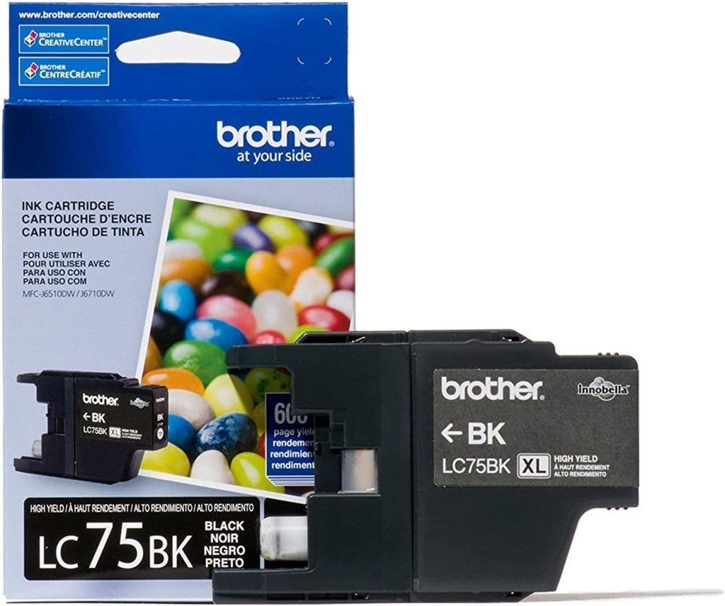 Brother Printer LC752PKS 2 Pack of LC-75BK Cartridges Ink - Retail Packaging
