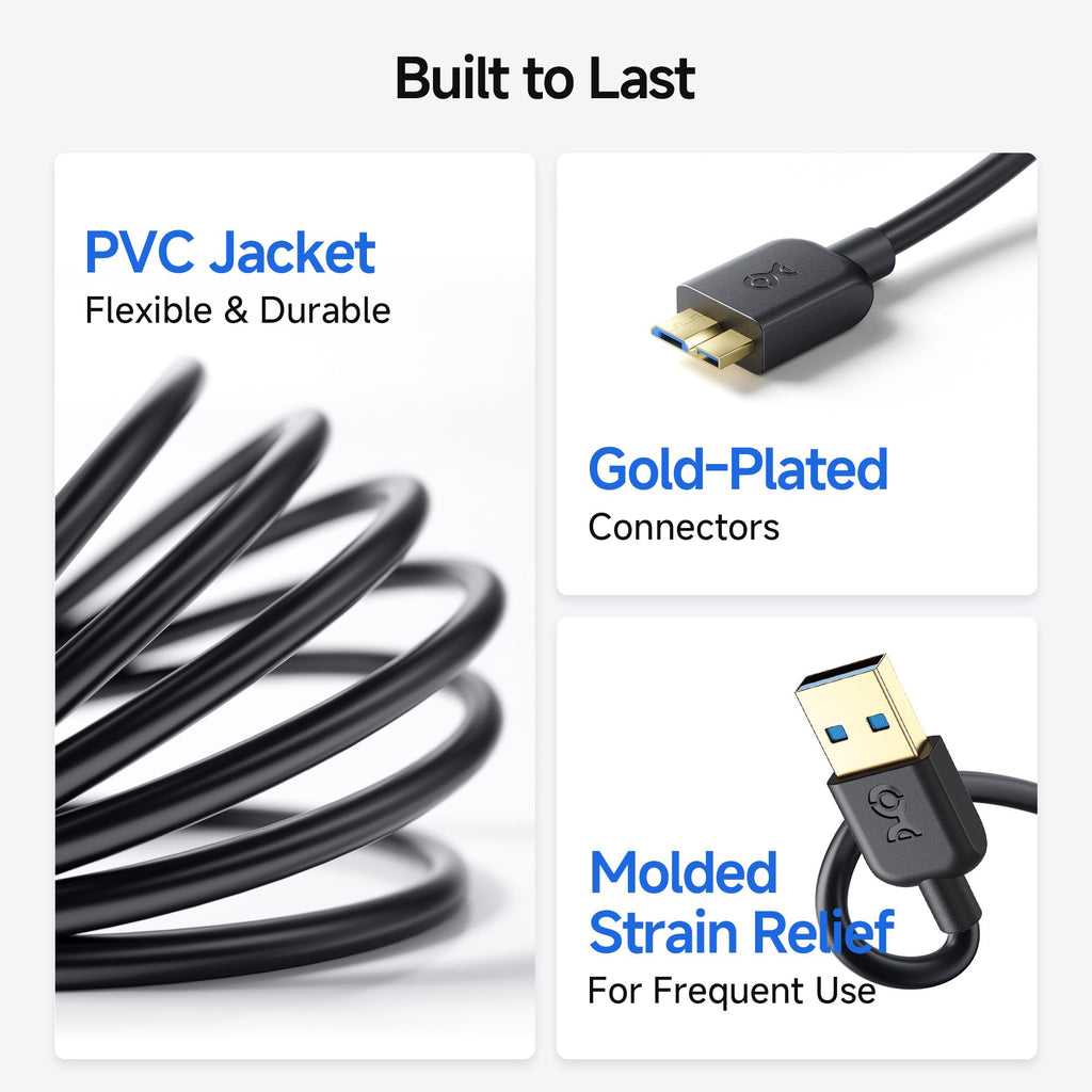 Cable Matters Micro USB 3.0 Cable (Micro USB 3 Cable A to Micro B) in Black 15 Feet - Available 3FT - 15FT in Length