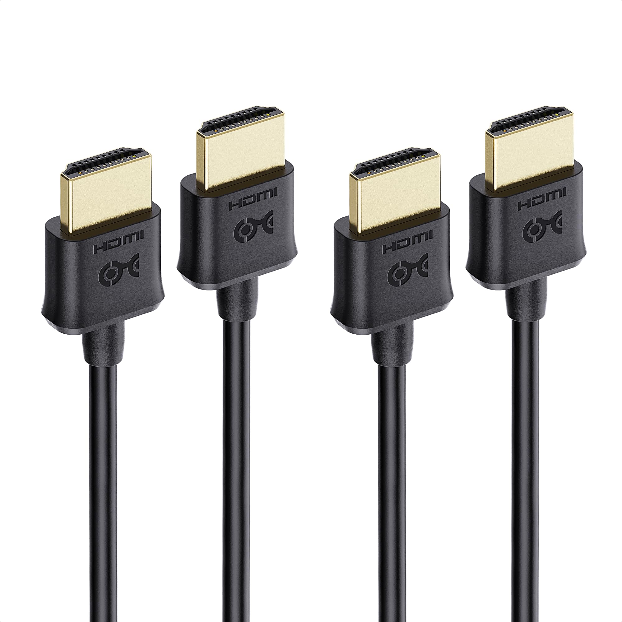 Cable Matters 2-Pack Ultra Thin HDMI Cable 10 ft, Support 4K@60Hz, Ultra Slim HDMI Cable 4K Rated with Ethernet, HDR Support for PS5, Xbox Series X/S, RTX4090/3090, RX 7900/7800, Apple TV, and More