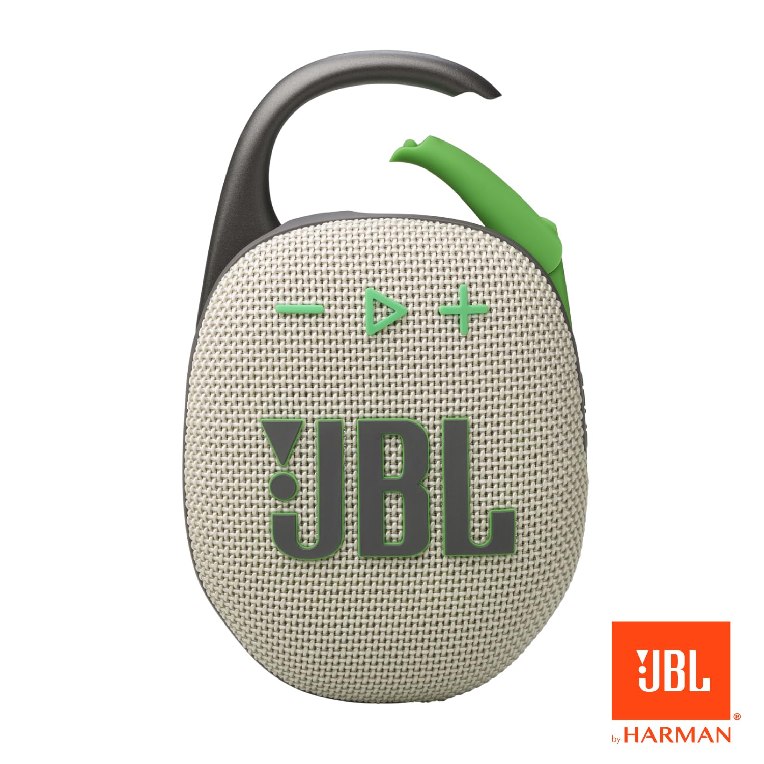 JBL Clip 5 - Ultra-Portable, Waterproof & Dustproof Bluetooth Speaker, Big Pro Sound with punchy bass, Integrated carabiner, Up to 12 Hours of Play, Made in part with recycled materials (Sand)