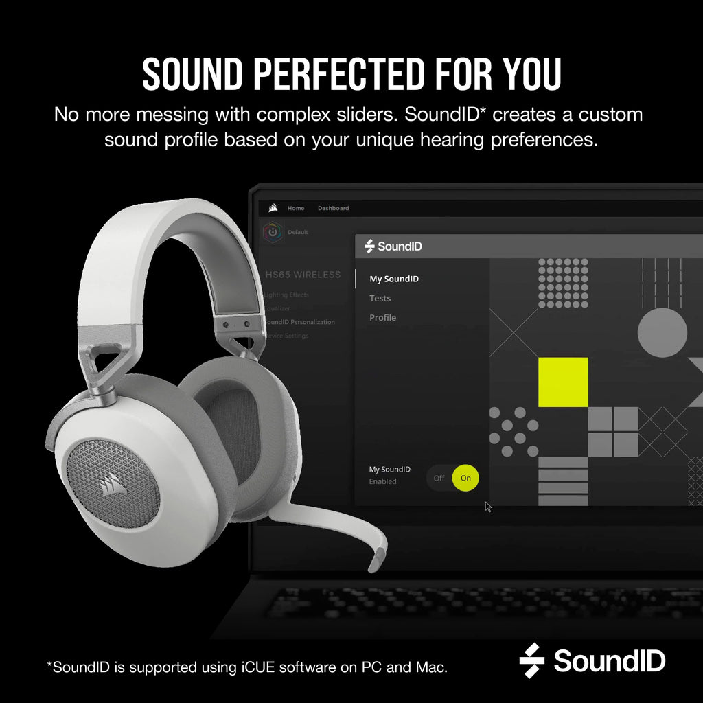 Corsair HS65 Wireless Multiplatform Bluetooth Gaming Headset - Dolby 7.1 Surround Sound - Omnidirectional Microphone - iCUE - PC, Mac, PS5, PS4, Nintendo Switch, Mobile - White