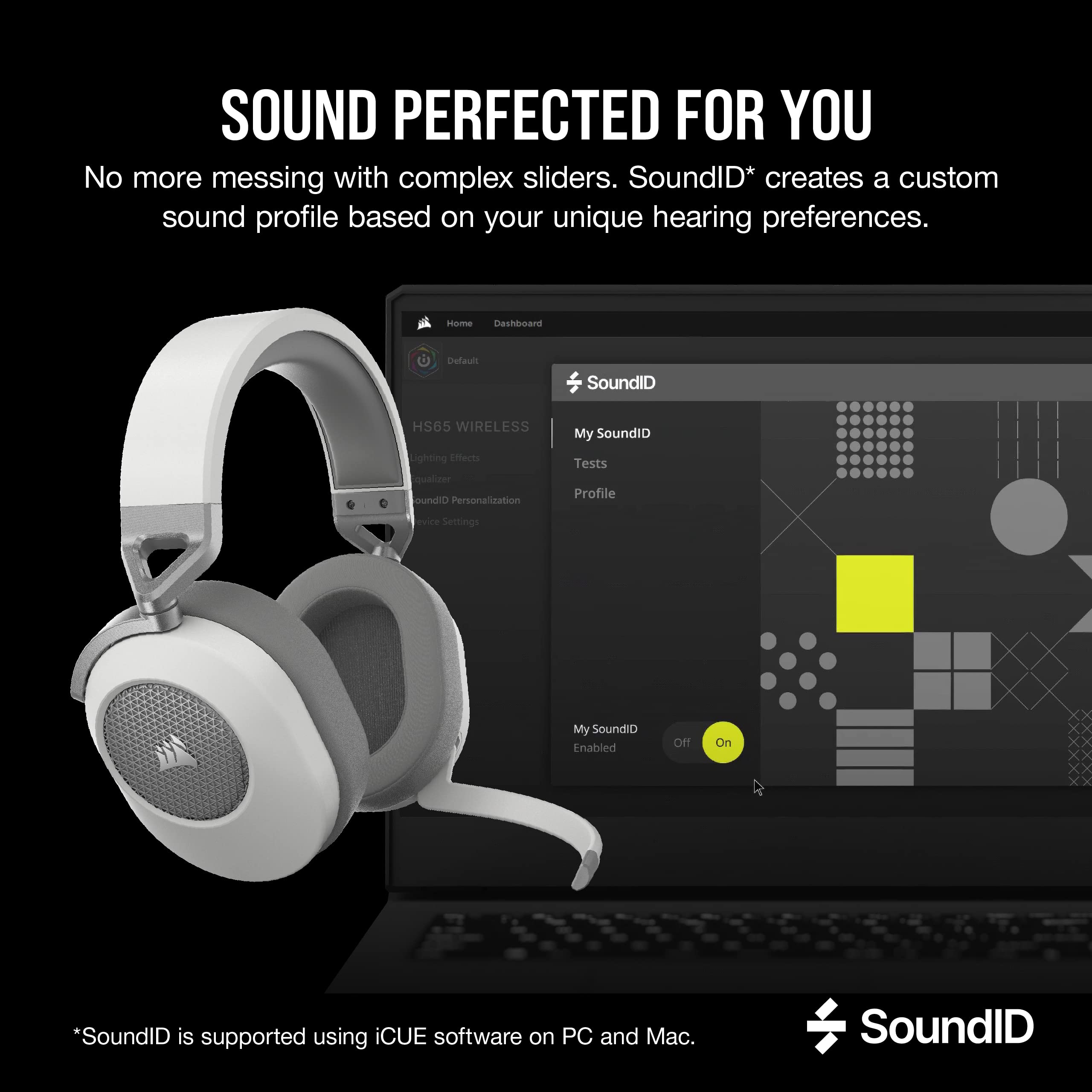 Corsair HS65 Wireless Multiplatform Bluetooth Gaming Headset - Dolby 7.1 Surround Sound - Omnidirectional Microphone - iCUE - PC, Mac, PS5, PS4, Nintendo Switch, Mobile - White