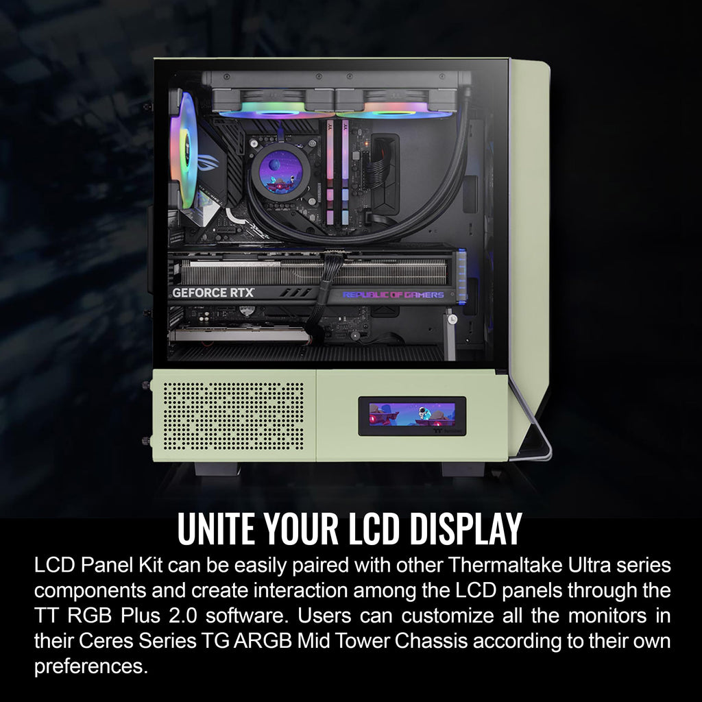 Thermaltake Tower 200 Mini-ITX Computer Case; 2x140mm Pre-Installed CT140 Fans; Supports GPU Length Up to 380mm; CA-1X9-00SEWN-00; Matcha Green; 3 Year Warranty