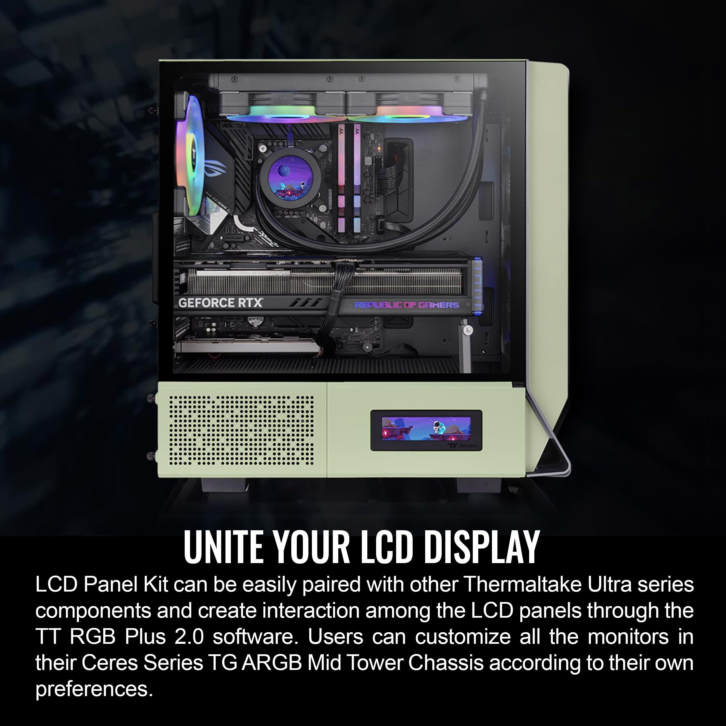 Thermaltake Tower 200 Mini-ITX Computer Case; 2x140mm Pre-Installed CT140 Fans; Supports GPU Length Up to 380mm; CA-1X9-00SEWN-00; Matcha Green; 3 Year Warranty