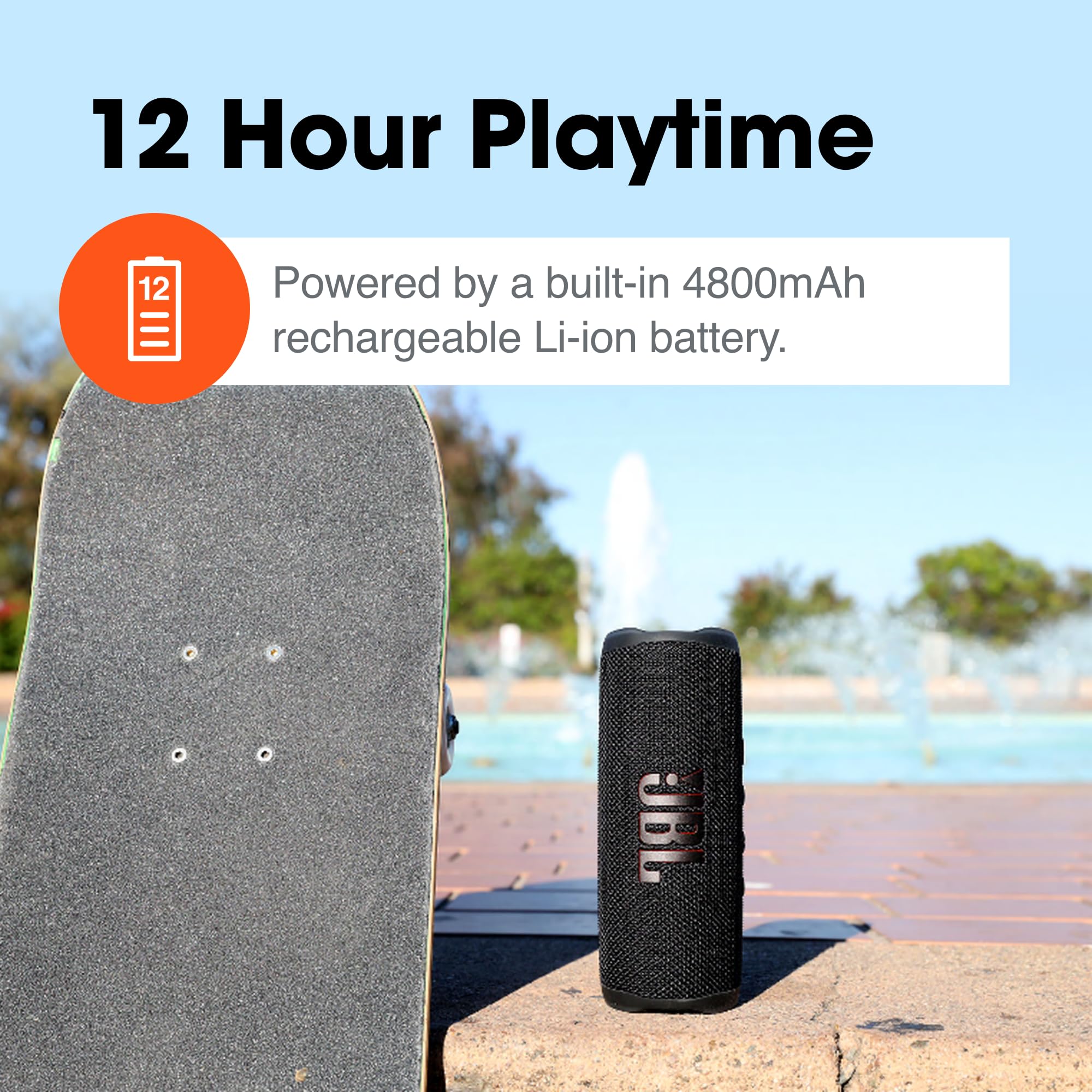 JBL Flip 6 (White) + Bundle with Case Logic Braided USB Type-C Charge & Sync (6 feet, Gray)