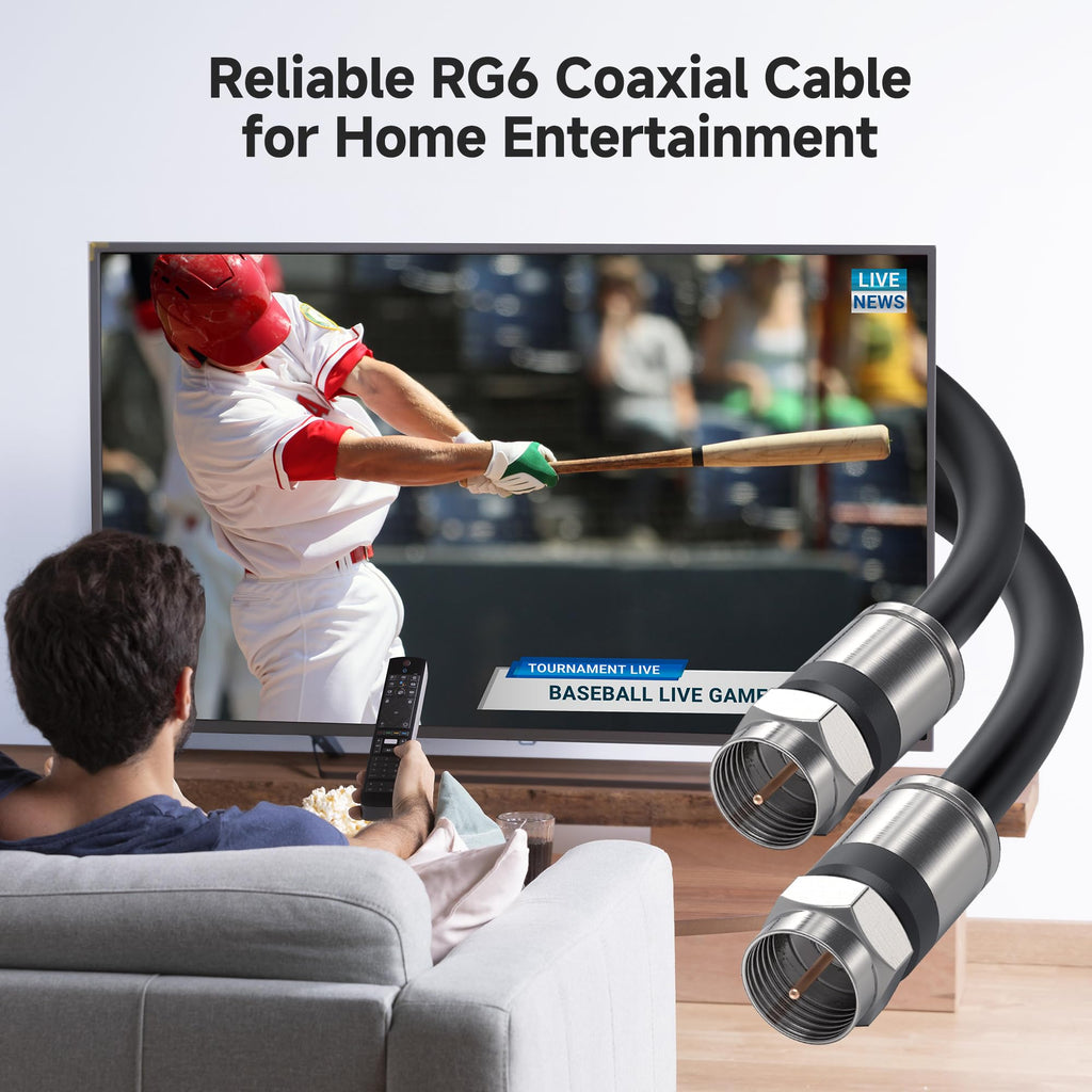 Cable Matters 3-Pack, CL2 in-Wall Rated (CM) Quad Shielded RG6 Coaxial Patch Cable in Black 10 Feet