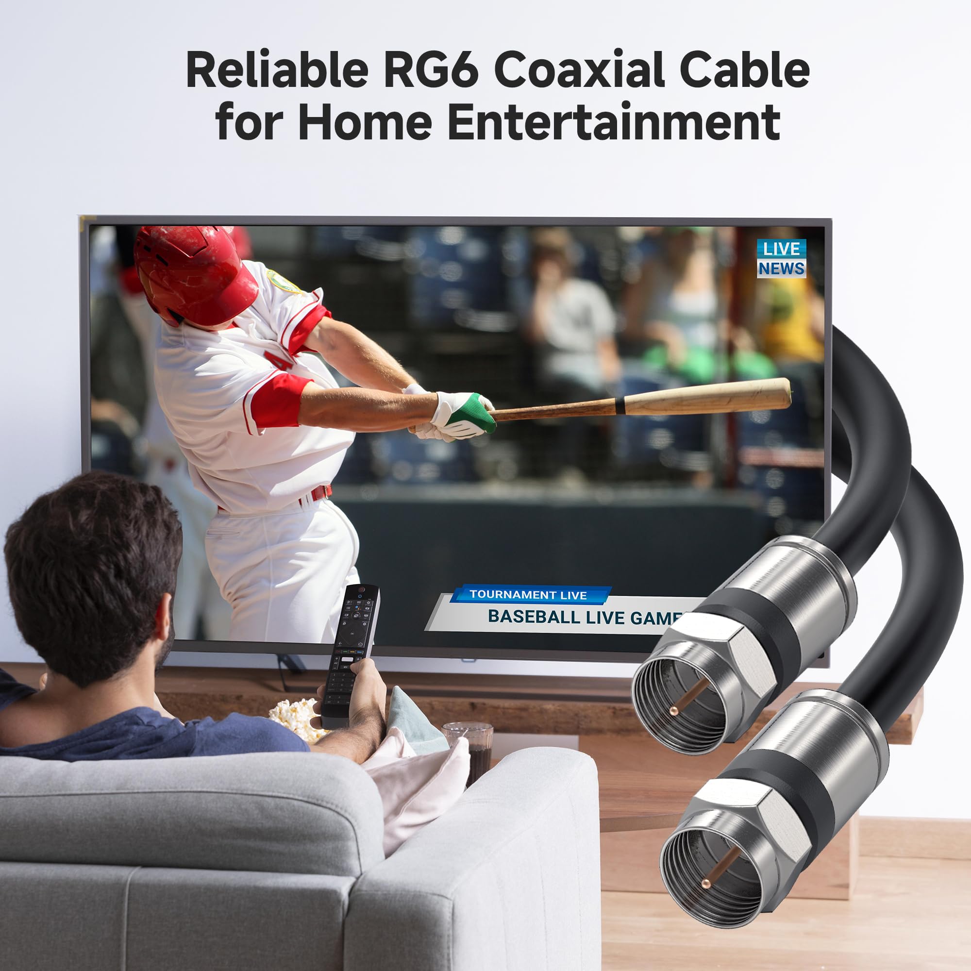 Cable Matters 3-Pack, CL2 in-Wall Rated (CM) Quad Shielded RG6 Coaxial Patch Cable in Black 10 Feet