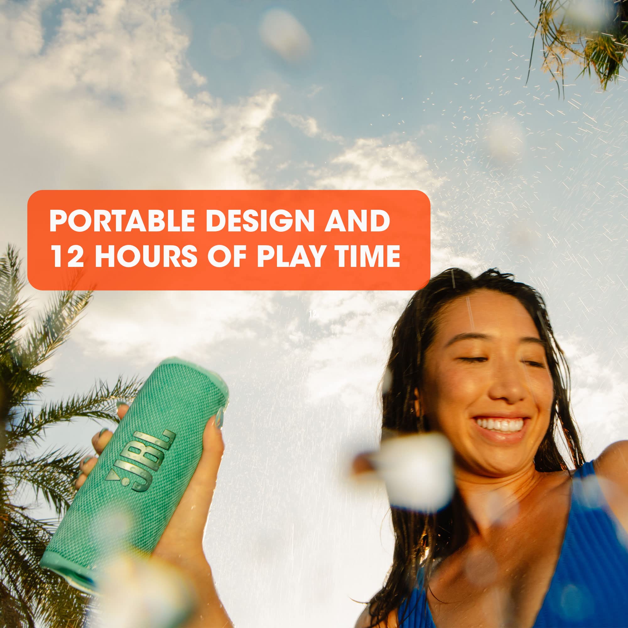 JBL Flip 6 Portable Bluetooth Speaker, 20W Power, 12 Hour Playback, IP67 Waterproof - Turquoise Blue