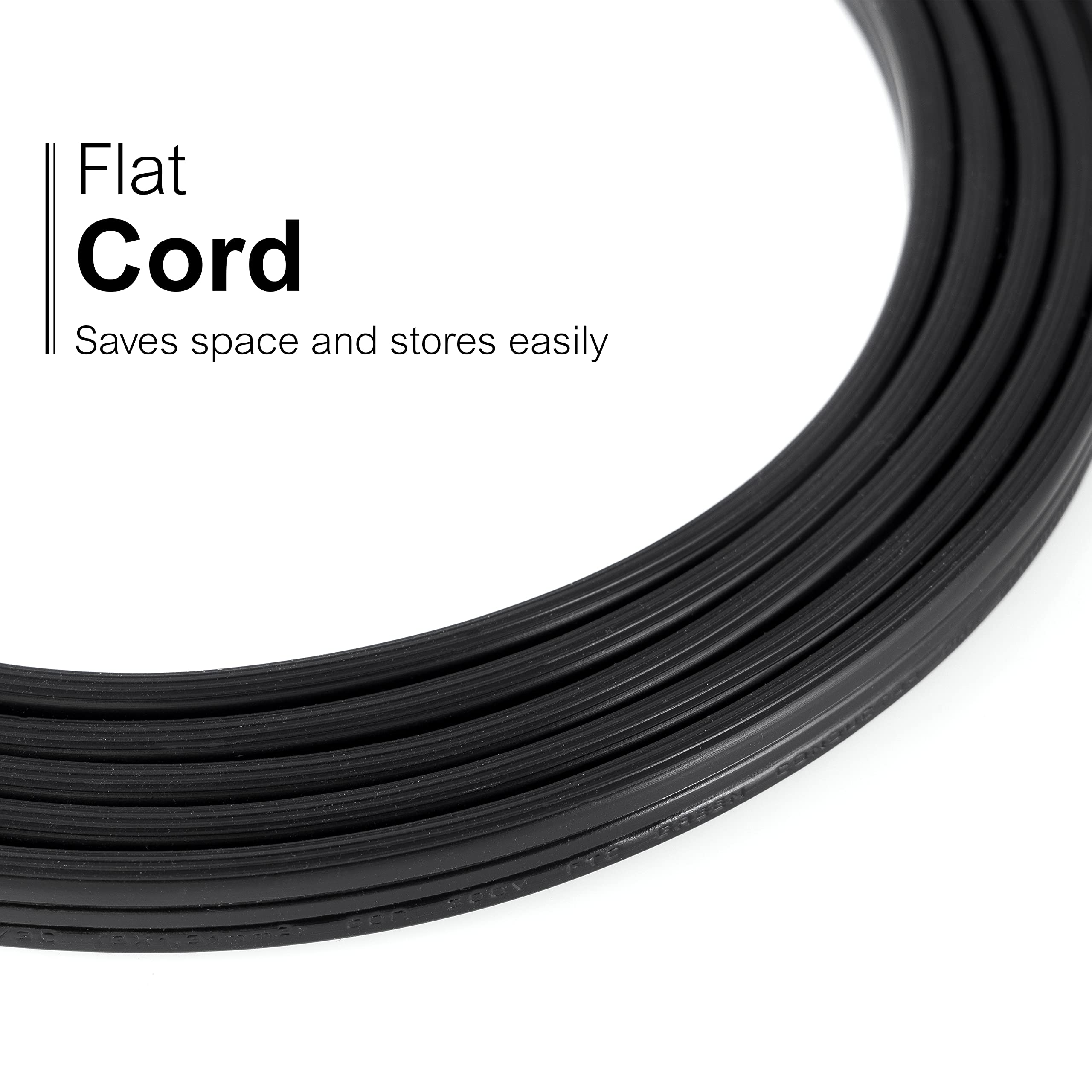 GE 3-Outlet Flat Extension Cord 3 Ft Grounded Extension Cord with Multiple Outlets 3 Prong Outlet Extender Flat Plug Power Strip Indoor Extension Cord 16 Gauge UL Listed Black 69877