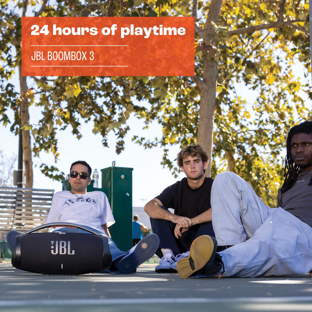 JBL Boombox 3 Portable Bluetooth Speaker, 180W Power, 24 Hour Playback, Waterproof and Dust Resistant IP67 - Black