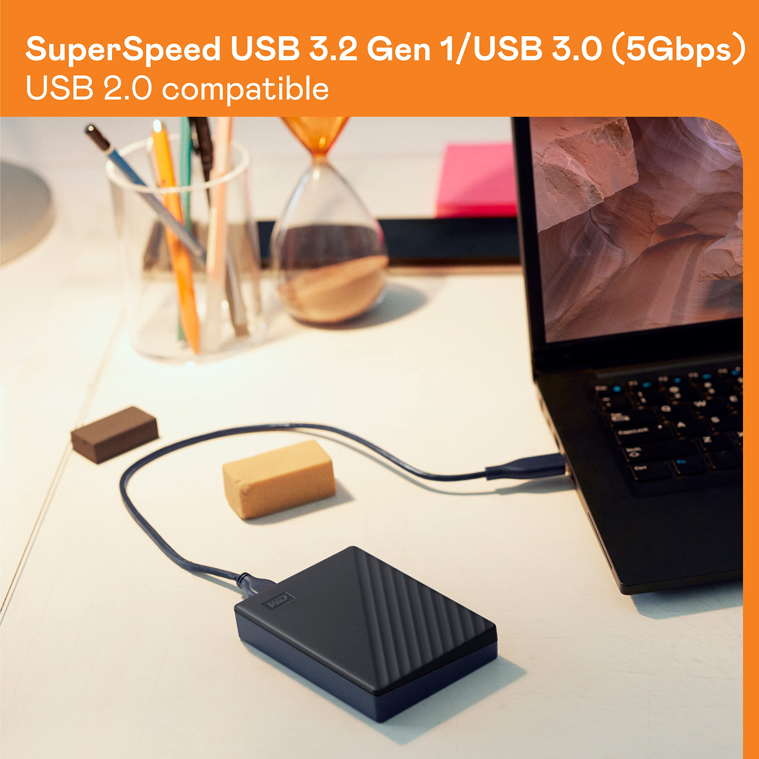 WD 4TB My Passport portable external storage, external hard drive, USB 3.0, portable HDD with software for device management, backup and password protection, works with PC, Xbox &Playstation, Black