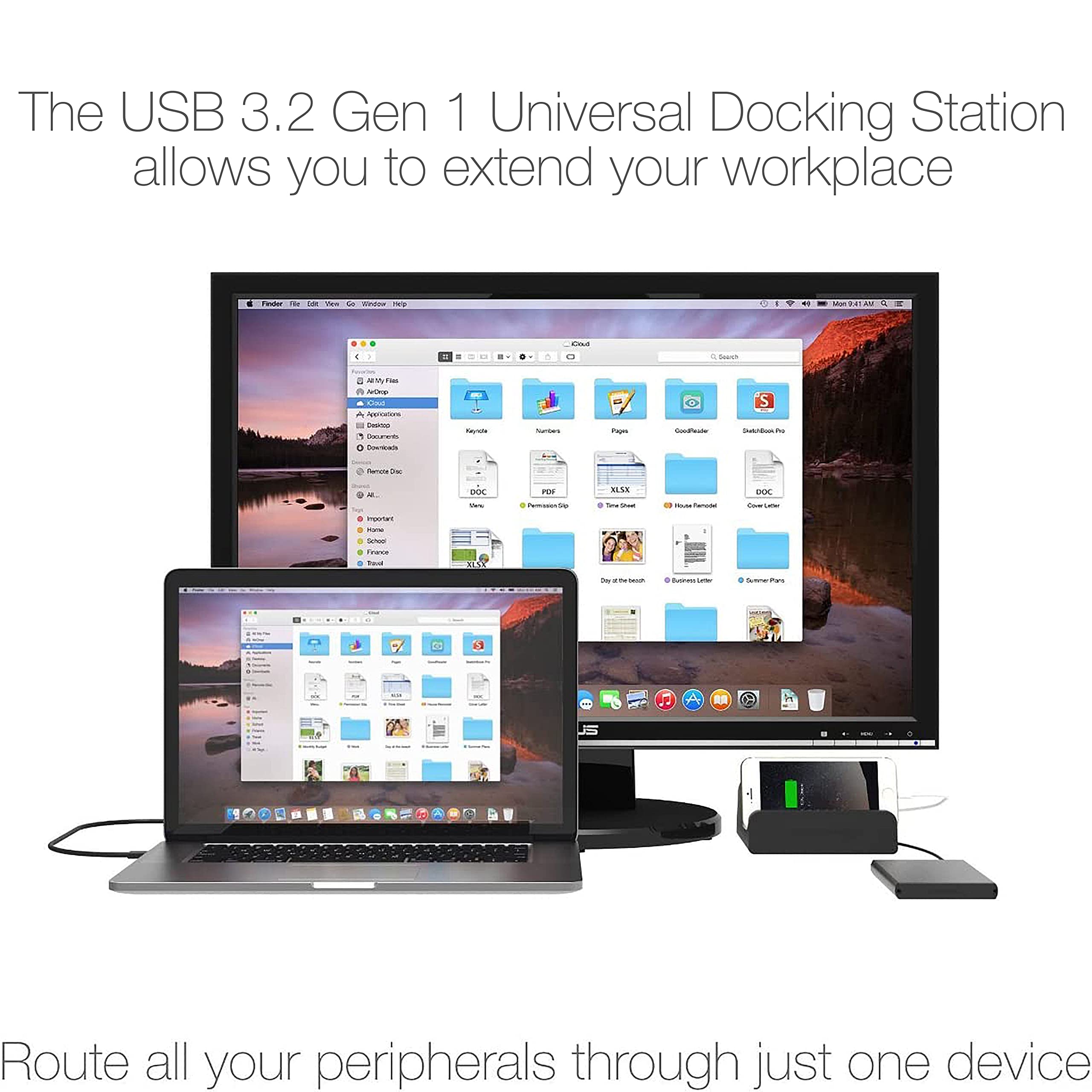 SABRENT Docking Station With Power Supply and Stand for PC and Laptops, Dual Video Outputs (HDMI and DVI), Ethernet Adapter, Audio, 4 USB 3.2 Ports, 2 USB Fast Charging Ports