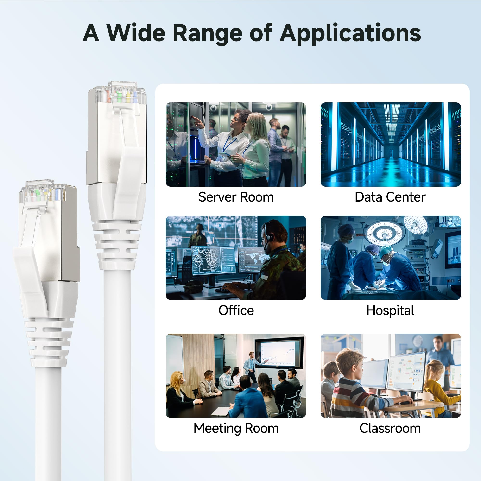 Cable Matters [Cat8 Certified 40Gbps Shielded Cat 8 Ethernet Cable - 10ft, 2000Mhz Category 8 Ethernet Cord, Cat8 Cable for Gaming, White