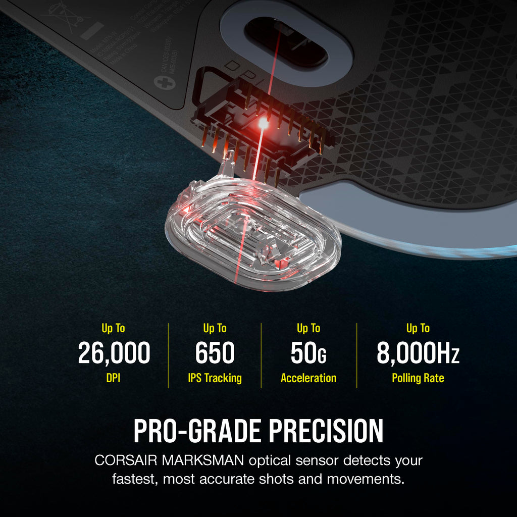 Corsair M75 Wired RGB Lightweight FPS Gaming Mouse � 26,000 DPI � Swappable Side Buttons � PC � Black