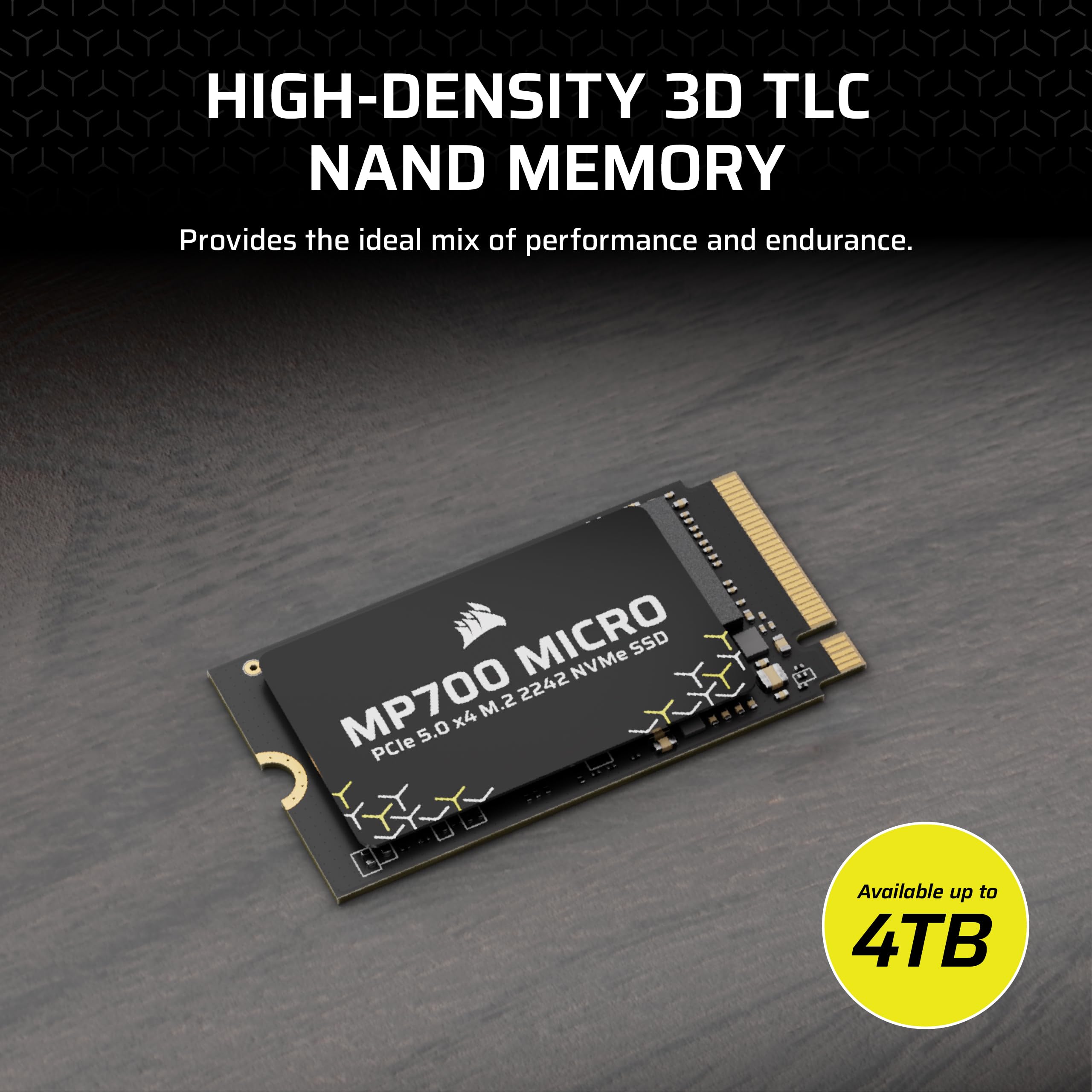 Corsair MP700 MICRO 4TB PCIe 5.0 NVMe M.2 2242 SSD – Up to 9,400 MB/s Read, 8,100 MB/s Write – Gen5 Speed for Laptops & Mini PCs – Black