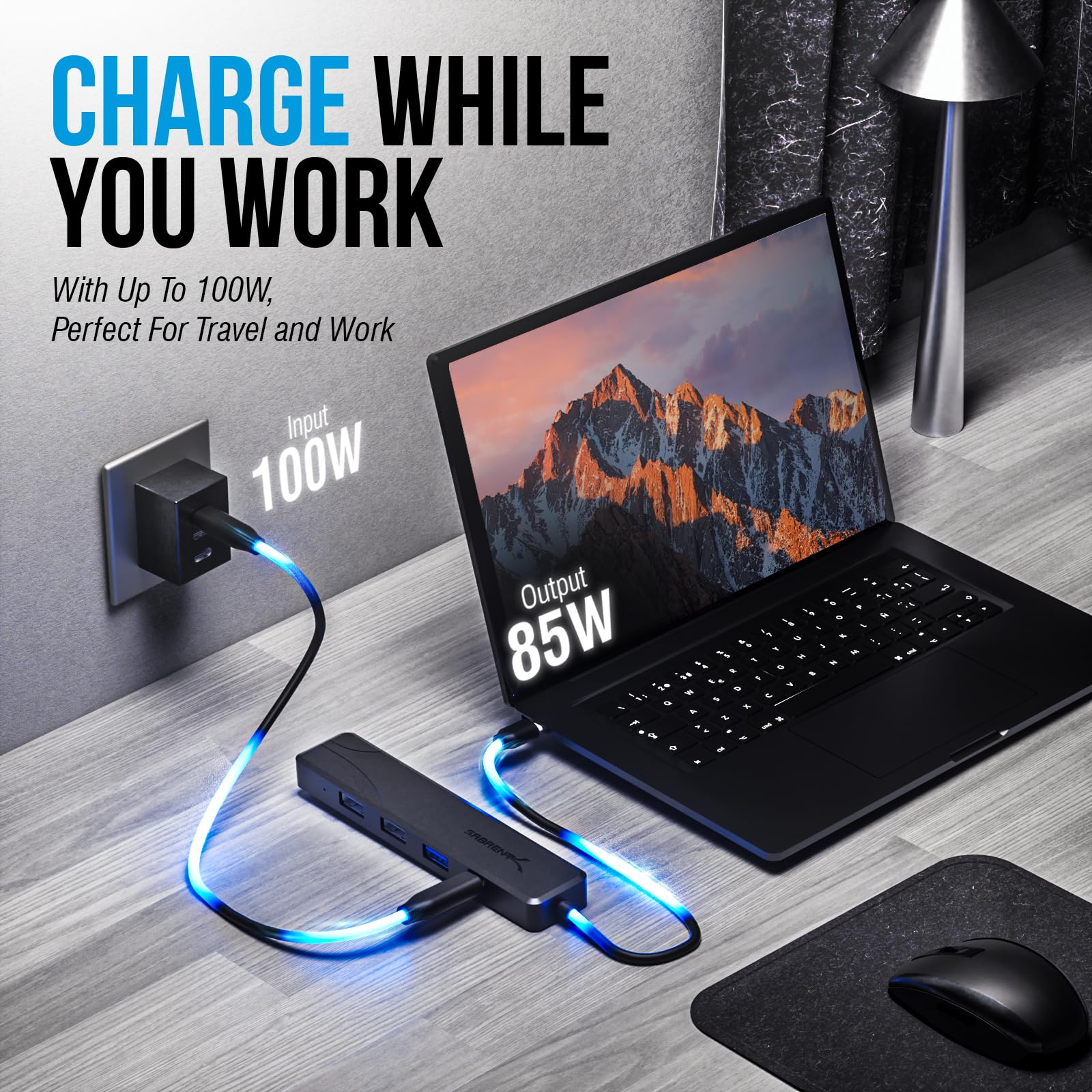 SABRENT USB C Hub, USB C to HDMI 4K@60Hz, Type C Hub Multiport Adapter, 100W Power Delivery, Compatible with MacBook, Laptop (HB-TC5P)
