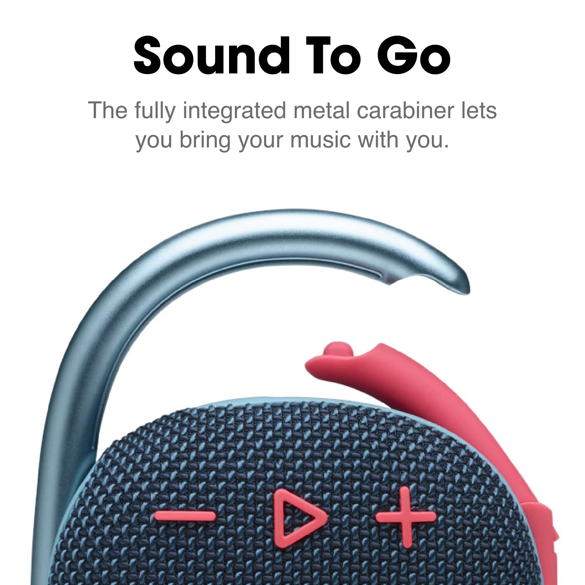JBL Clip 4, Blue/Coral - Portable Bluetooth 5.1 Speaker - Up to 10 Hours of Play - Waterproof & Dust Resistant - Includes Noise & Echo-Canceling Speakerphone