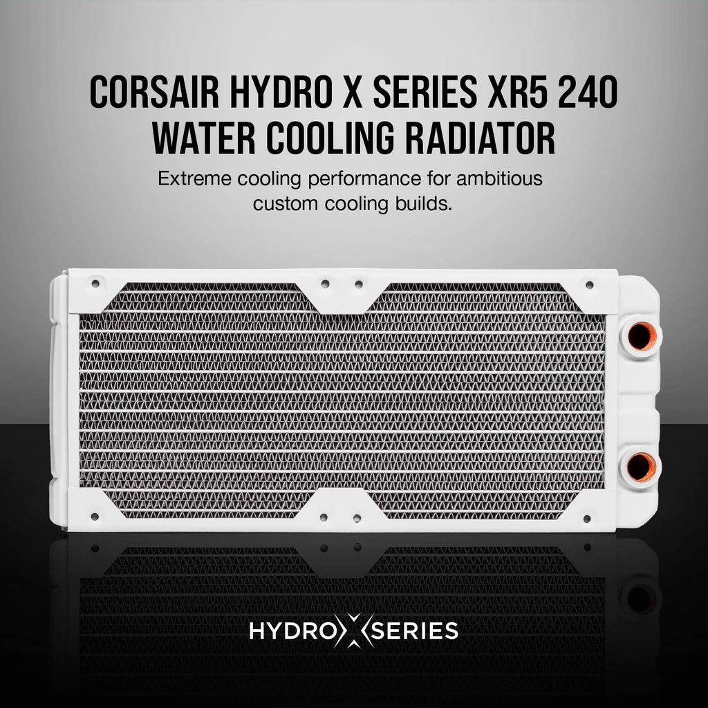 Corsair Hydro X Series, XR5 240 mm Water Cooling Radiator (Dual 120 mm Fan Mounts, Easy Installation, Premium Copper Construction, High-Quality Polyurethane Coating, Integrated Fan Screw Guides) Black,CX-9030002-WW
