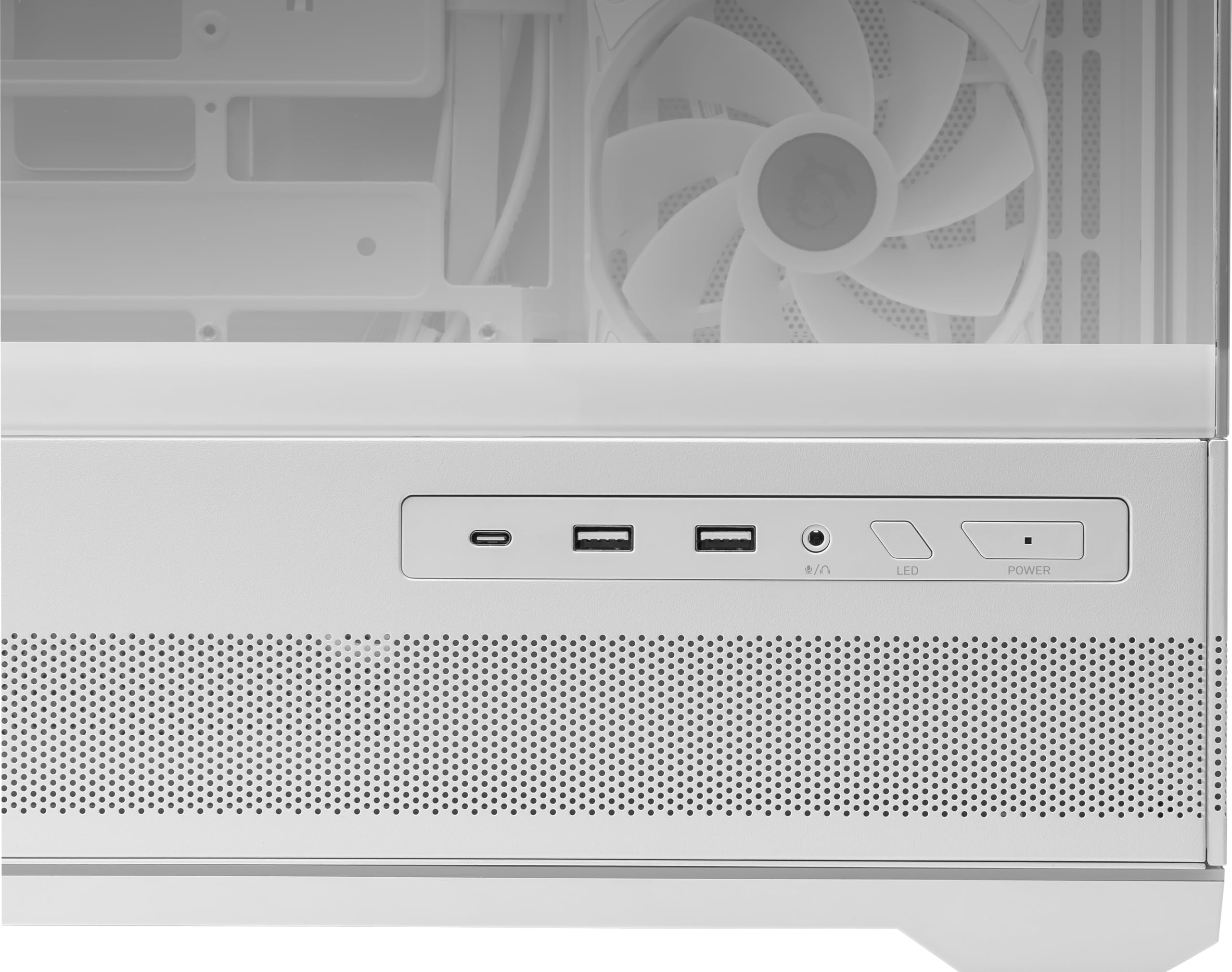 MSI MAG PANO 110R PZ White - Mid-Tower Gaming PC Case - Tempered Glass Side Panel - 3 x 120mm ARGB Fans - Liquid Cooling Support up to 360mm Radiator - Mesh Panel for Optimized Airflow