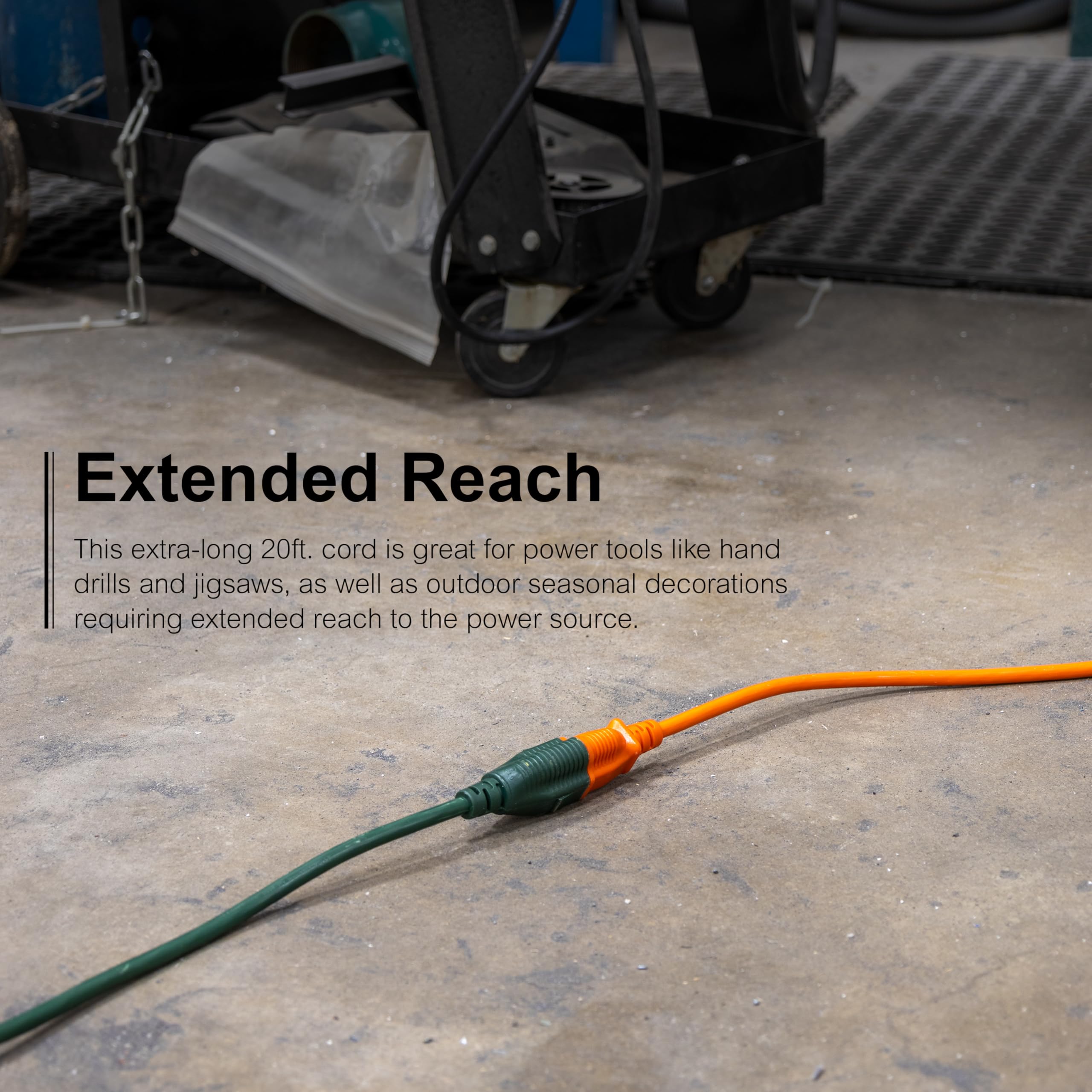 GE 81599 Waterproof Outdoor Extension Cable, 3 Pin 16AWG Extension Cable for Outdoor, 13 Amp Extension Cable, 20ft Long Extension Cable, UL Listed