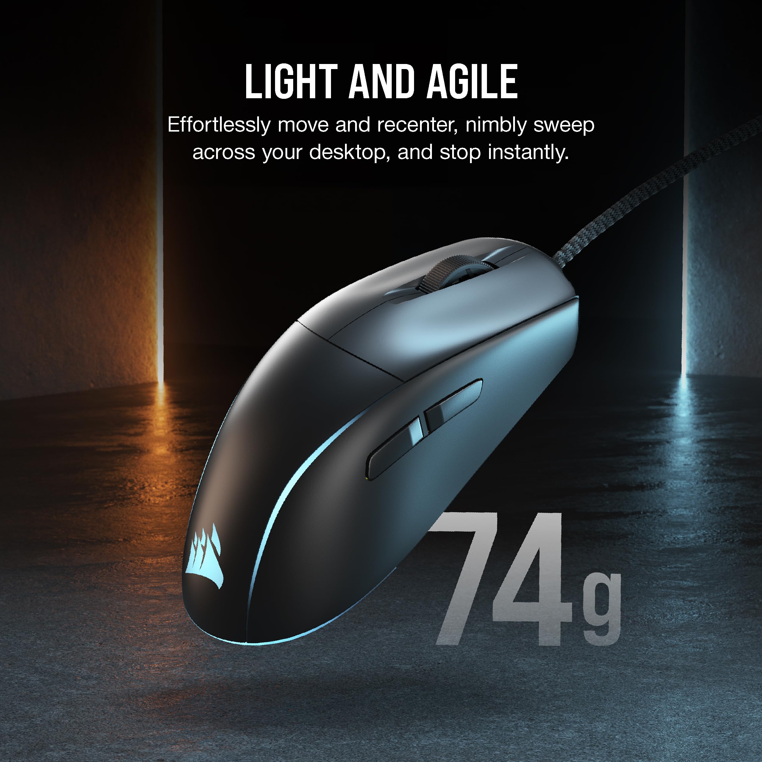 Corsair M75 Wired RGB Lightweight FPS Gaming Mouse � 26,000 DPI � Swappable Side Buttons � PC � Black