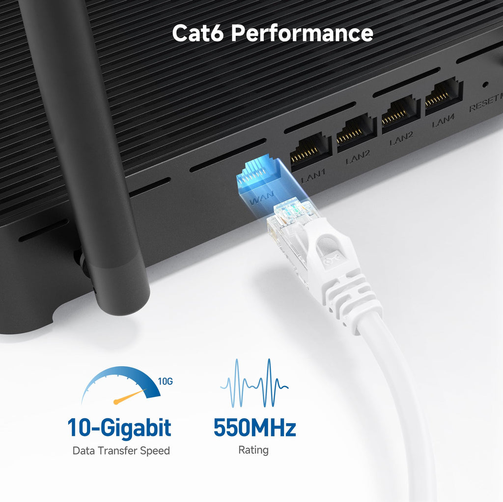 Cable Matters Cat6 Snagless Ethernet Patch Cable in White 35 Feet