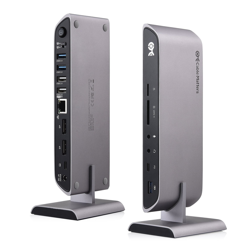 Cable Matters 10Gbps USB C Dock (USB C Docking Station) with Dual 4K HDMI and 80W Charging for Windows - USB-C & Thunderbolt 3 Port Compatible - Supports One External Display with MacBook Pro