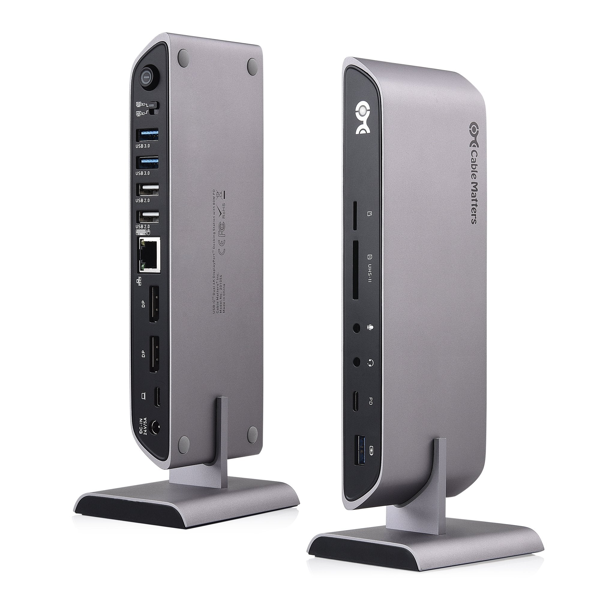 Cable Matters 10Gbps USB C Dock (USB C Docking Station) with Dual 4K HDMI and 80W Charging for Windows - USB-C & Thunderbolt 3 Port Compatible - Supports One External Display with MacBook Pro