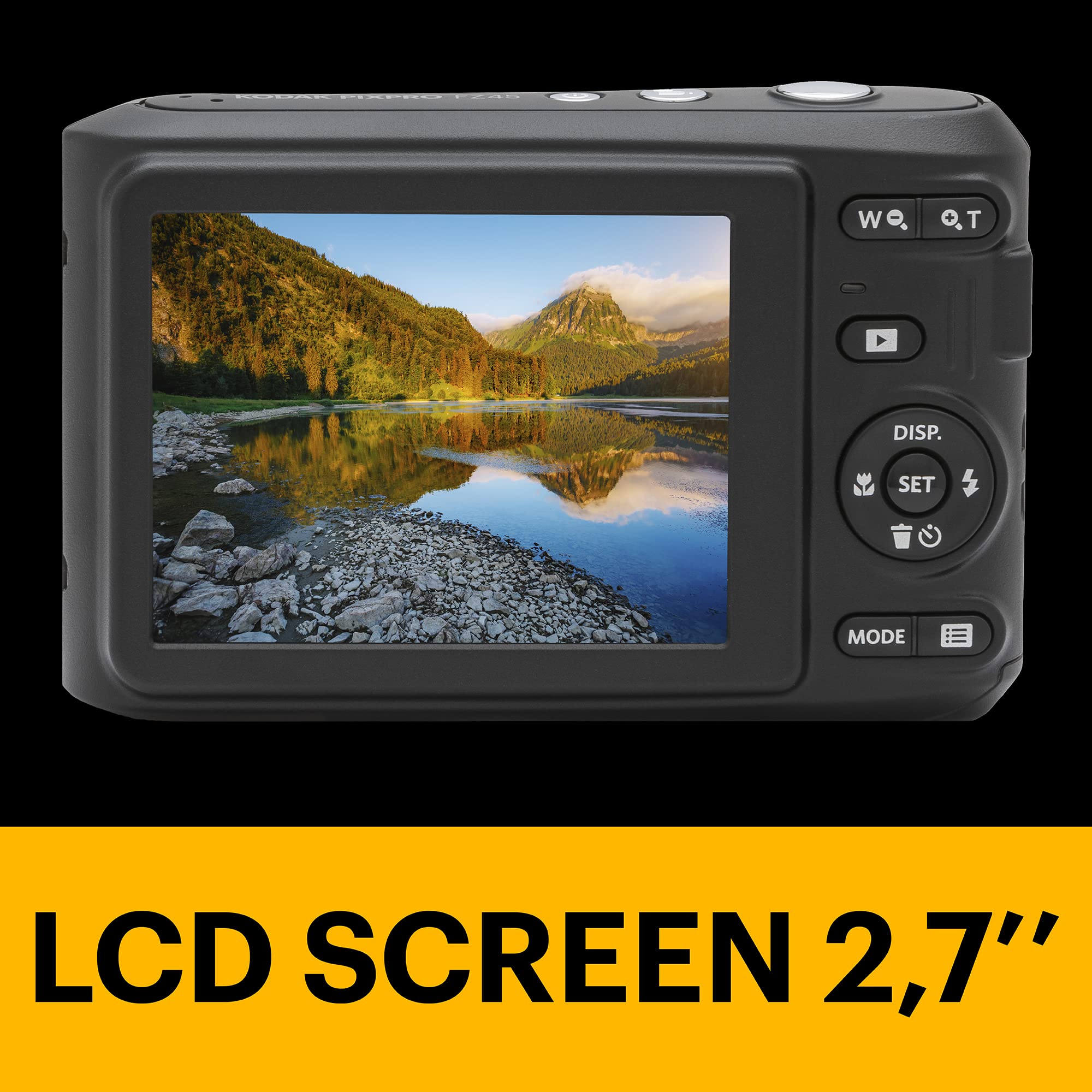 KODAK Pixpro FZ45-16.44 Megapixel Compact Digital Camera, 4x Optical Zoom, 2.7-inch LCD Screen, 720p HD Video, AA Battery Included - Black