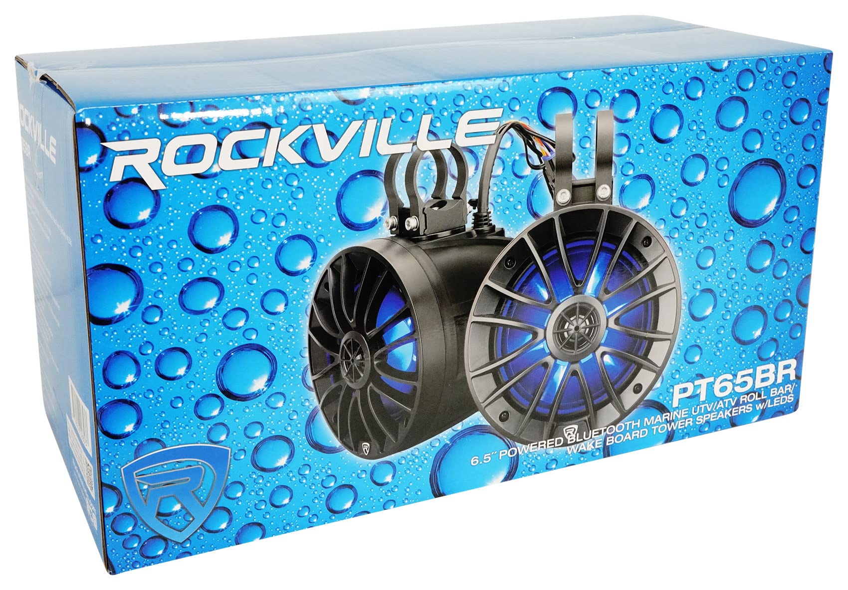 Rockville PT65BR 6.5" Powered Bluetooth LED Tower Speaker for ATV/UTV/RZR/Cart