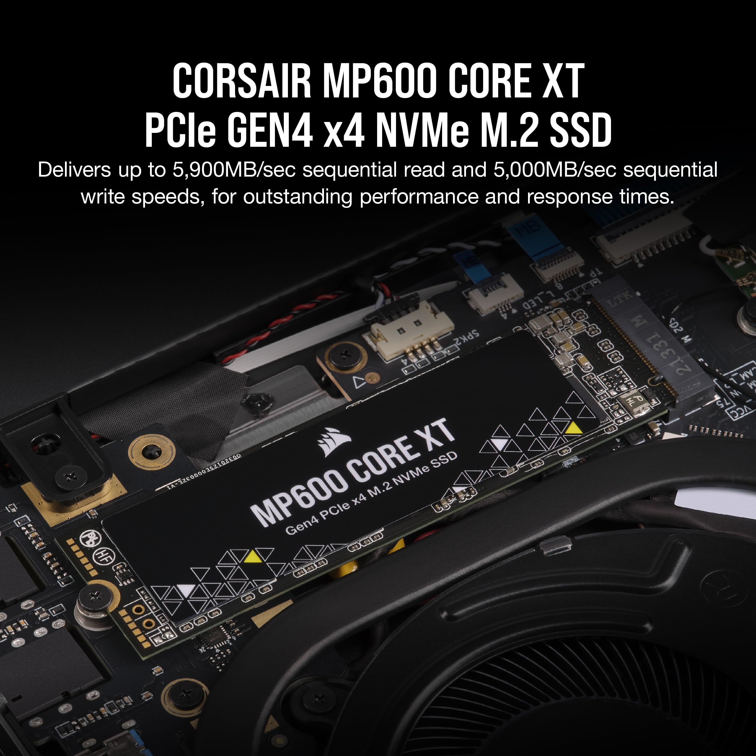 Corsair MP600 CORE XT 2TB M.2 PCIe Gen4 NVMe SSD – Up to 5900MB/s – QLC NAND – M.2 2280 – For PCIe 4.0 Notebooks and Desktops – Black