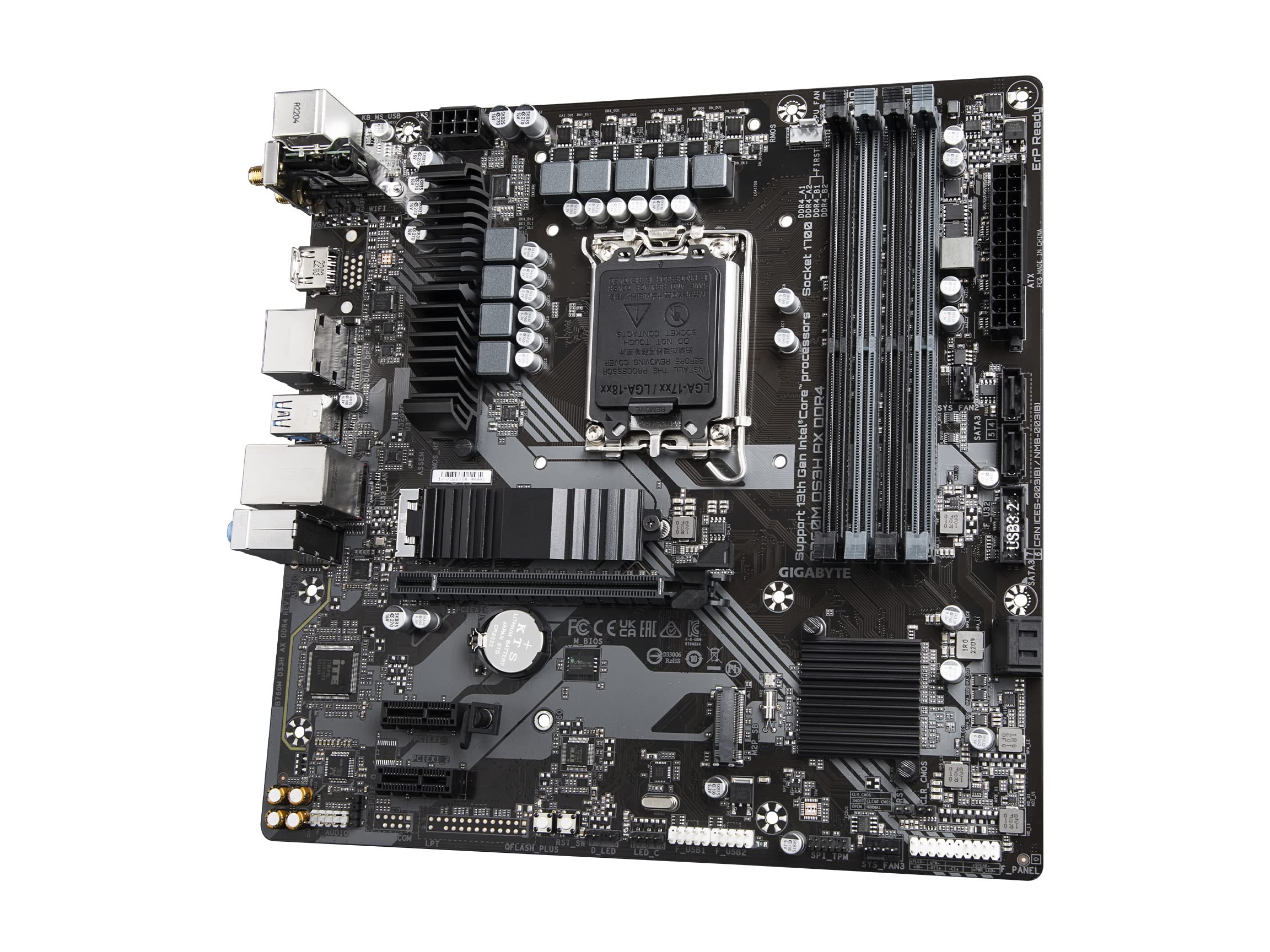 GIGABYTE B760M DS3H AX DDR4 (LGA 1700/ Intel/ B760/ M-ATX/ DDR4/ 2* M.2/ PCIe 4.0/ USB 3.2 Gen 2 Type-C/WiFi 6E/ 2.5GbE LAN/Q-Flash Plus/PCIe EZ-Latch/Gaming Motherboard)