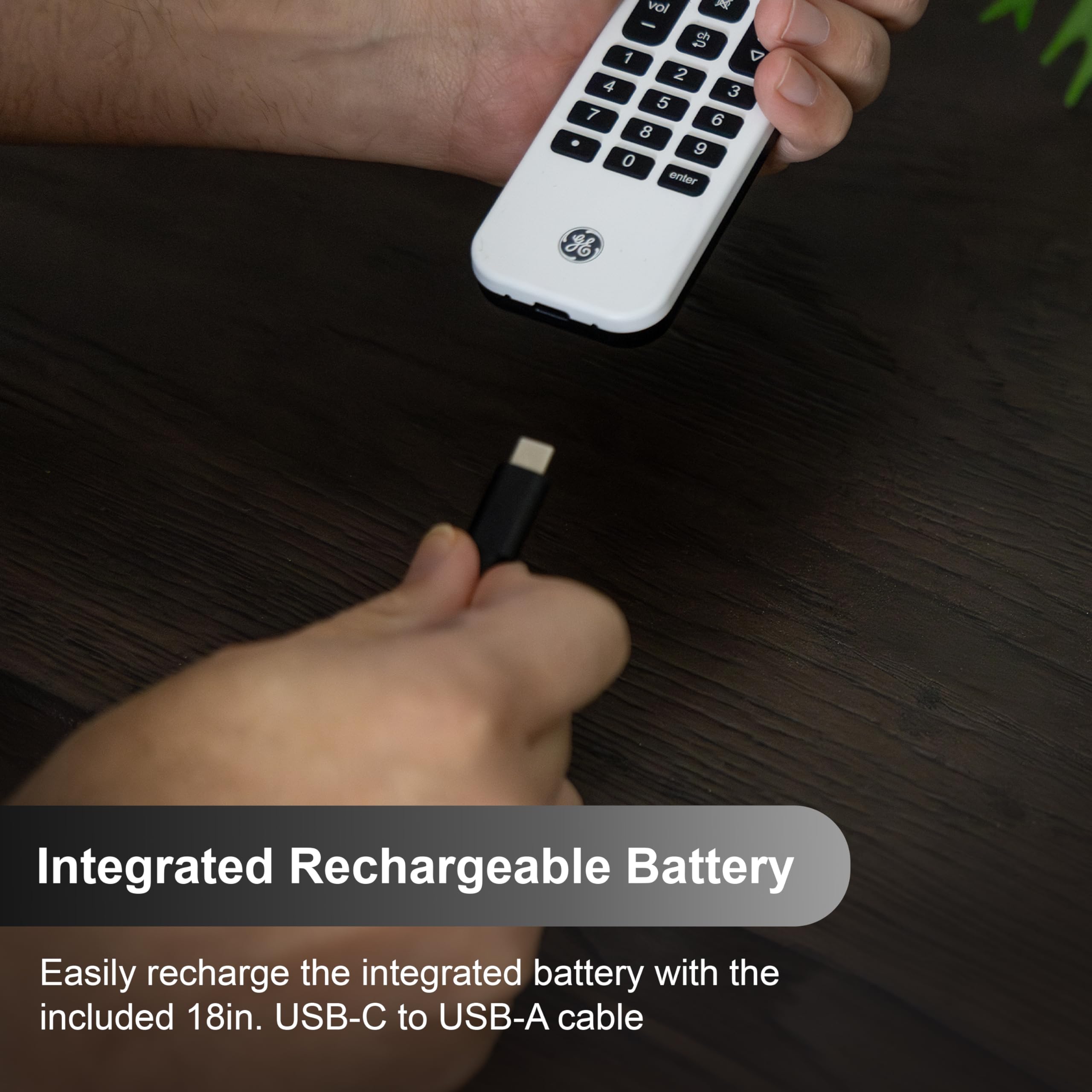 GE Rechargeable tv Remote and Control, Universal Remote for Samsung, Apple, Sony, Roku, LG Smart TVs, 4-Device, 80984