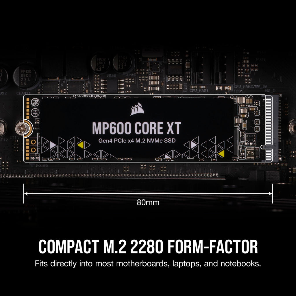 Corsair MP600 CORE XT 2TB M.2 PCIe Gen4 NVMe SSD – Up to 5900MB/s – QLC NAND – M.2 2280 – For PCIe 4.0 Notebooks and Desktops – Black