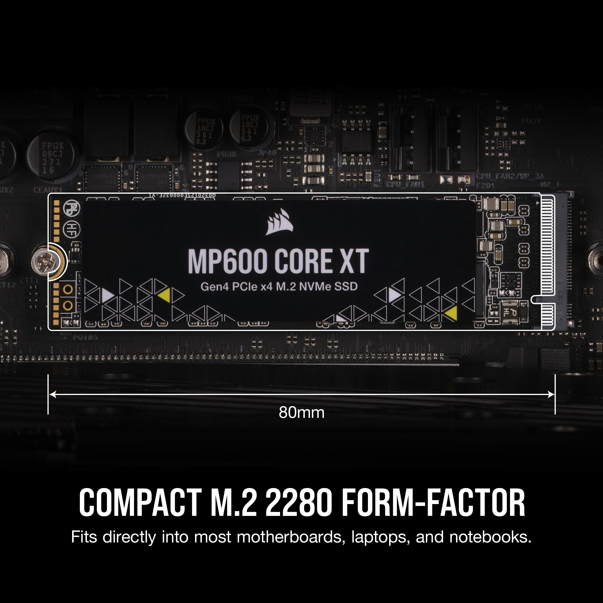 Corsair MP600 CORE XT 2TB M.2 PCIe Gen4 NVMe SSD – Up to 5900MB/s – QLC NAND – M.2 2280 – For PCIe 4.0 Notebooks and Desktops – Black