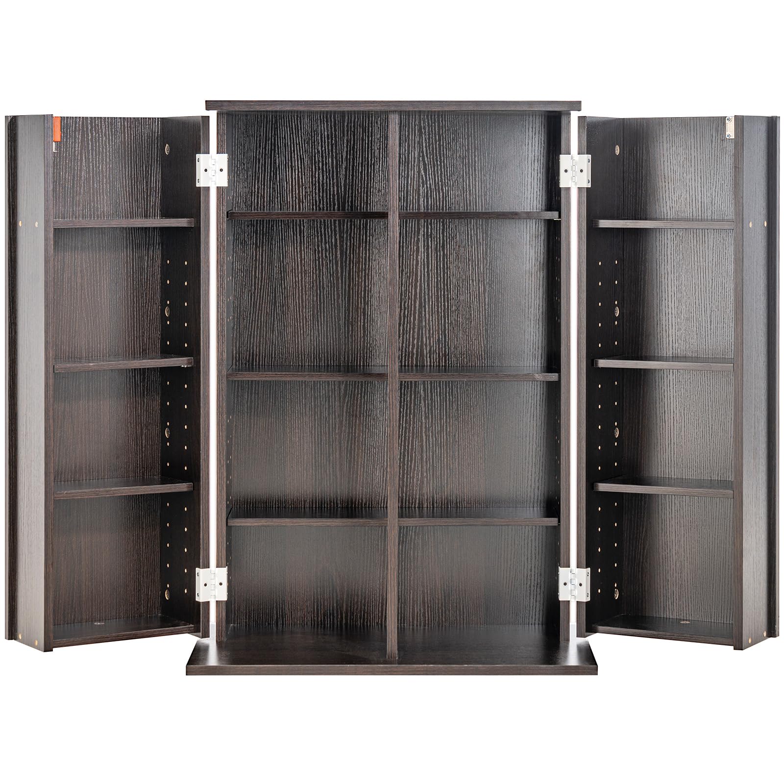 VEVOR Media Storage Cabinet, DVD Cabinet with Doors and Shelves, CD Storage Holds up to 576 CDs, Adjustable DVD Shelf, Protects & Organizes Music, Movie, Video Games or Collections-Espresso