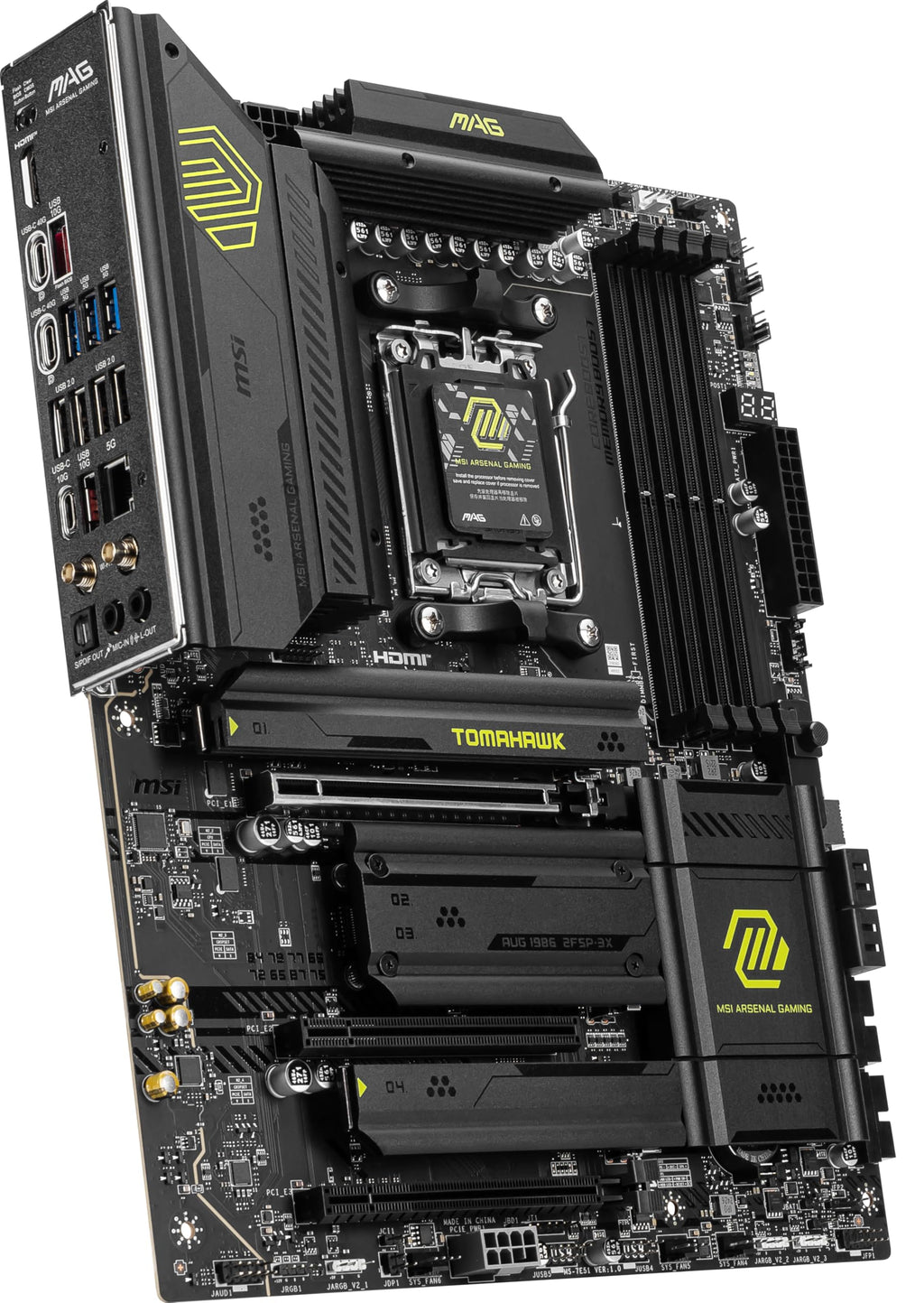 MSI MAG X870 Tomahawk Gaming WiFi Motherboard AMD Ryzen 9000/8000/7000 Series Processors, AM5, DDR5, PCIe 5.0, M.2 Gen5, SATA 6Gb/s, USB 40Gbps, HDMI/DP, Wi-Fi 7, Bluetooth 5.4, 5Gbps LAN,