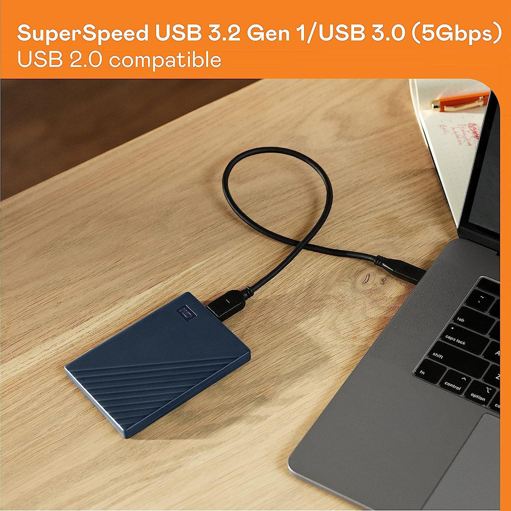 WD 2TB My Passport for Mac portable external storage, USB 3.0, Mac Compatible external hard drive, software for device management, backup and password protection, Time Machine Ready, Midnight Blue