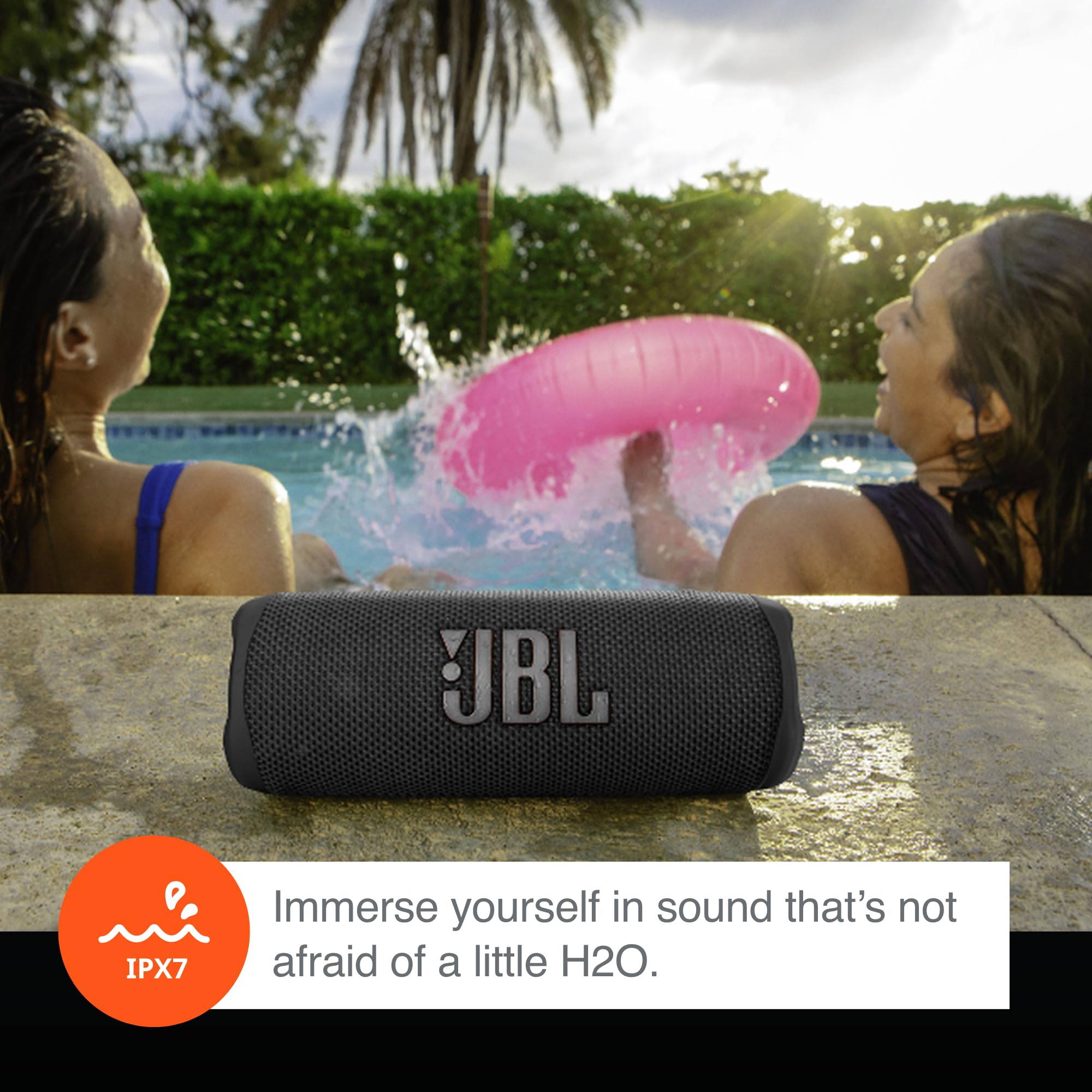 JBL Flip 6 (Red) + Bundle with Case Logic Braided USB Type-C Charge & Sync (6 feet, Gray)