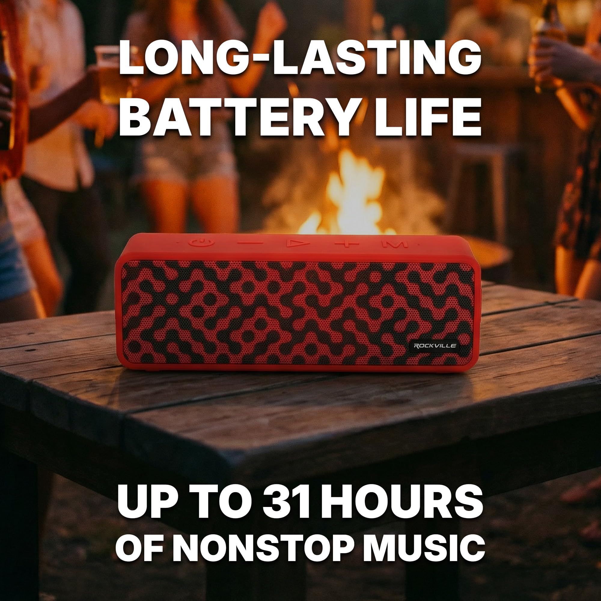 Rockville Faze Portable Bluetooth Speaker TWS Wireless Link 36 Hour Battery