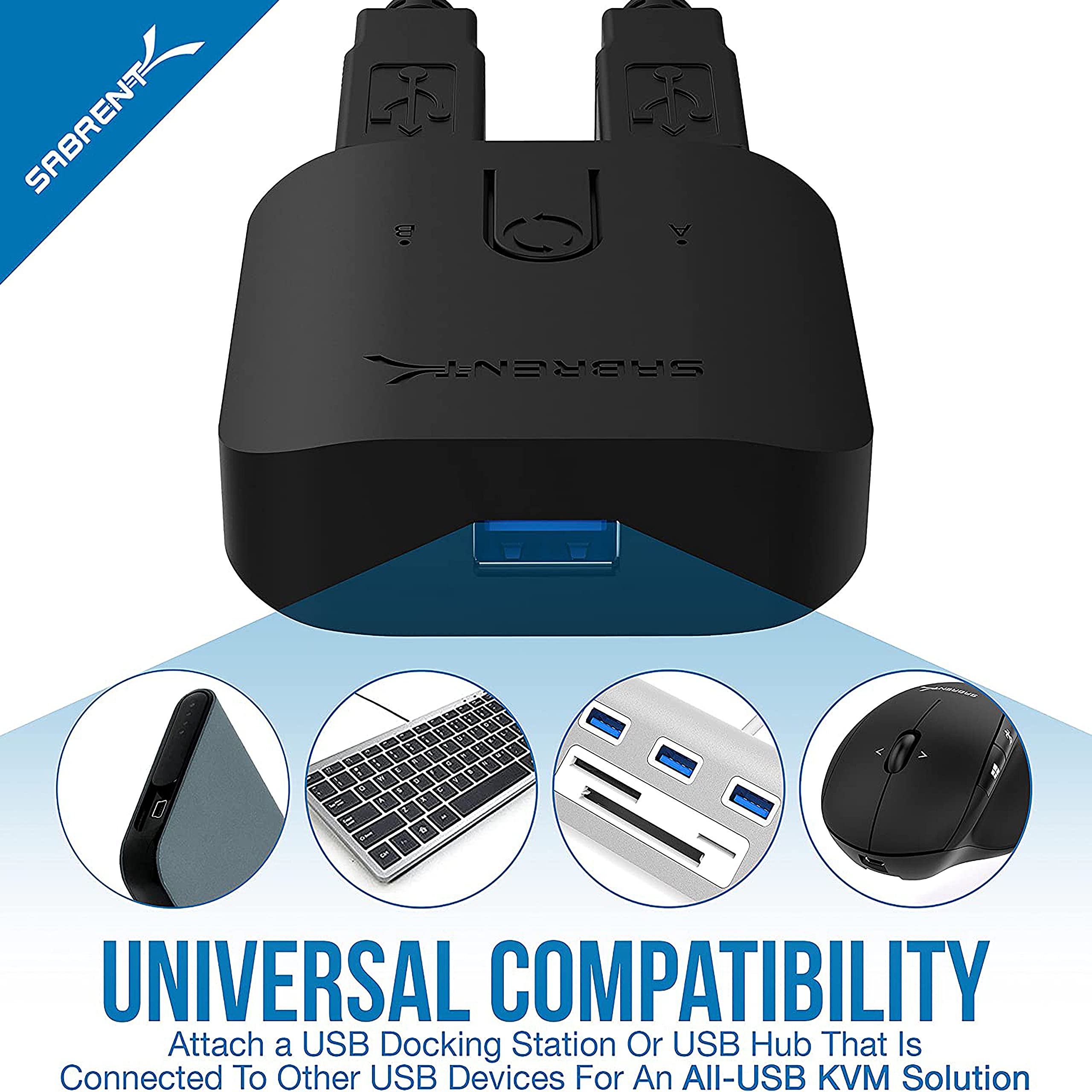 Sabrent USB 3.0 Sharing Switch for Multiple Computers and Peripherals LED Device Indicators (USB-SW30)