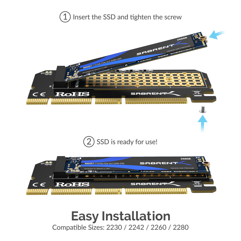 SABRENT M.2 SSD NVMe to PCIe Adapter with Aluminum Heatsink