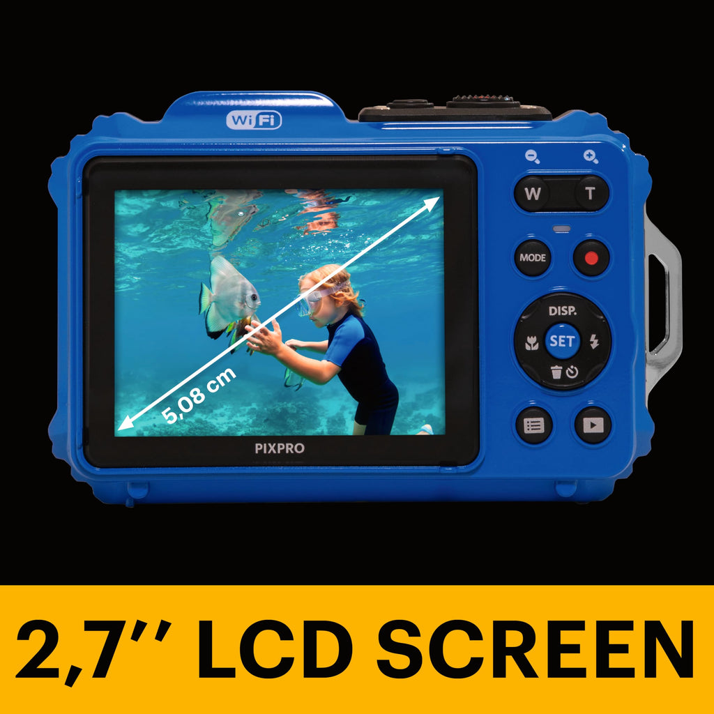 KODAK Pixpro WPZ2 - 16M Pixel Compact Digital Camera, Waterproof to 15m, Shockproof, 720p Video, 2.7" LCD Screen - Li-ion Battery, Blue