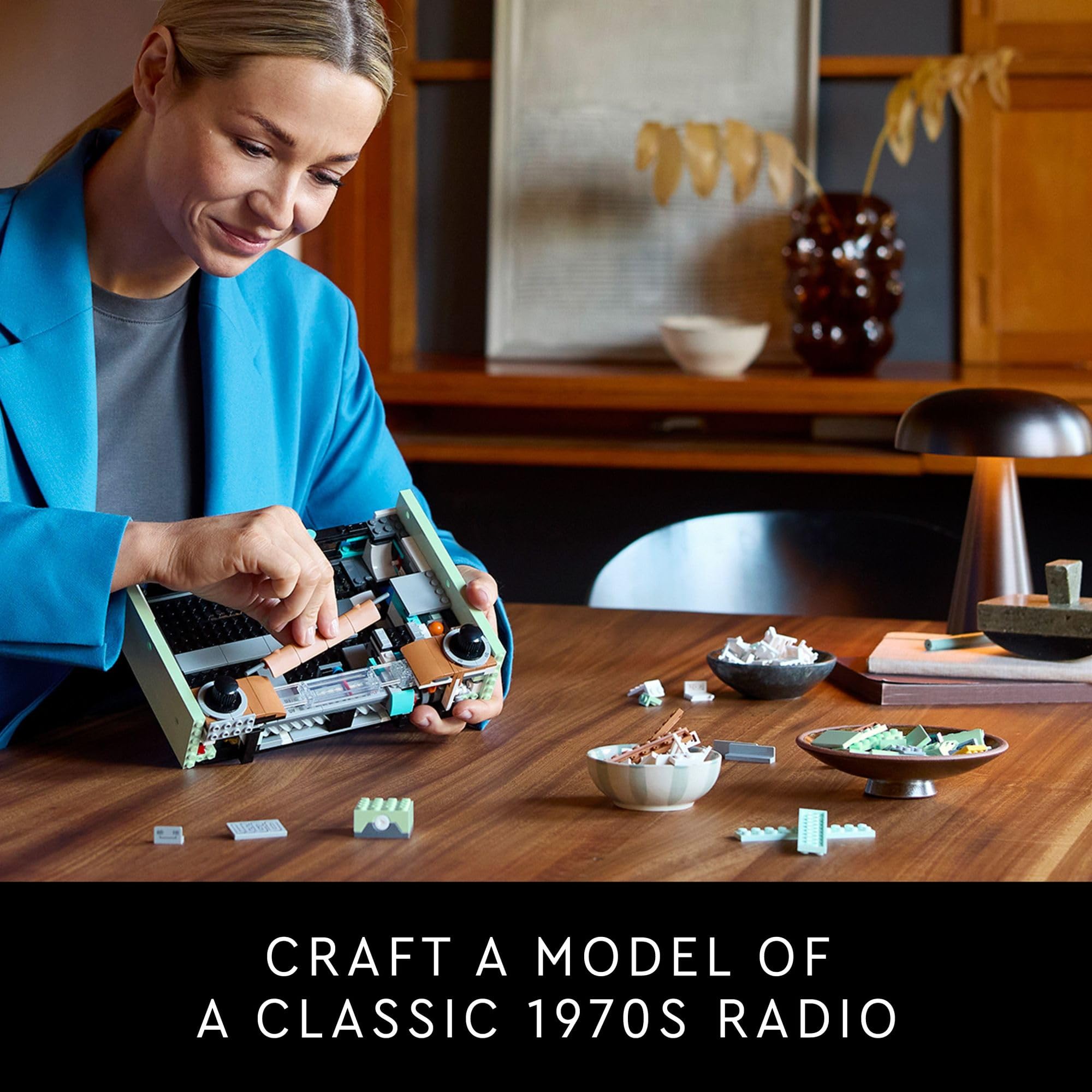 LEGO Icons Retro Radio Building Set for Adults - Home Decor for Bedroom, Living Room, Desk for Vintage Aesthetic with Sound Effects & Smart Phone Integration- Gift for Men and Women - 10334