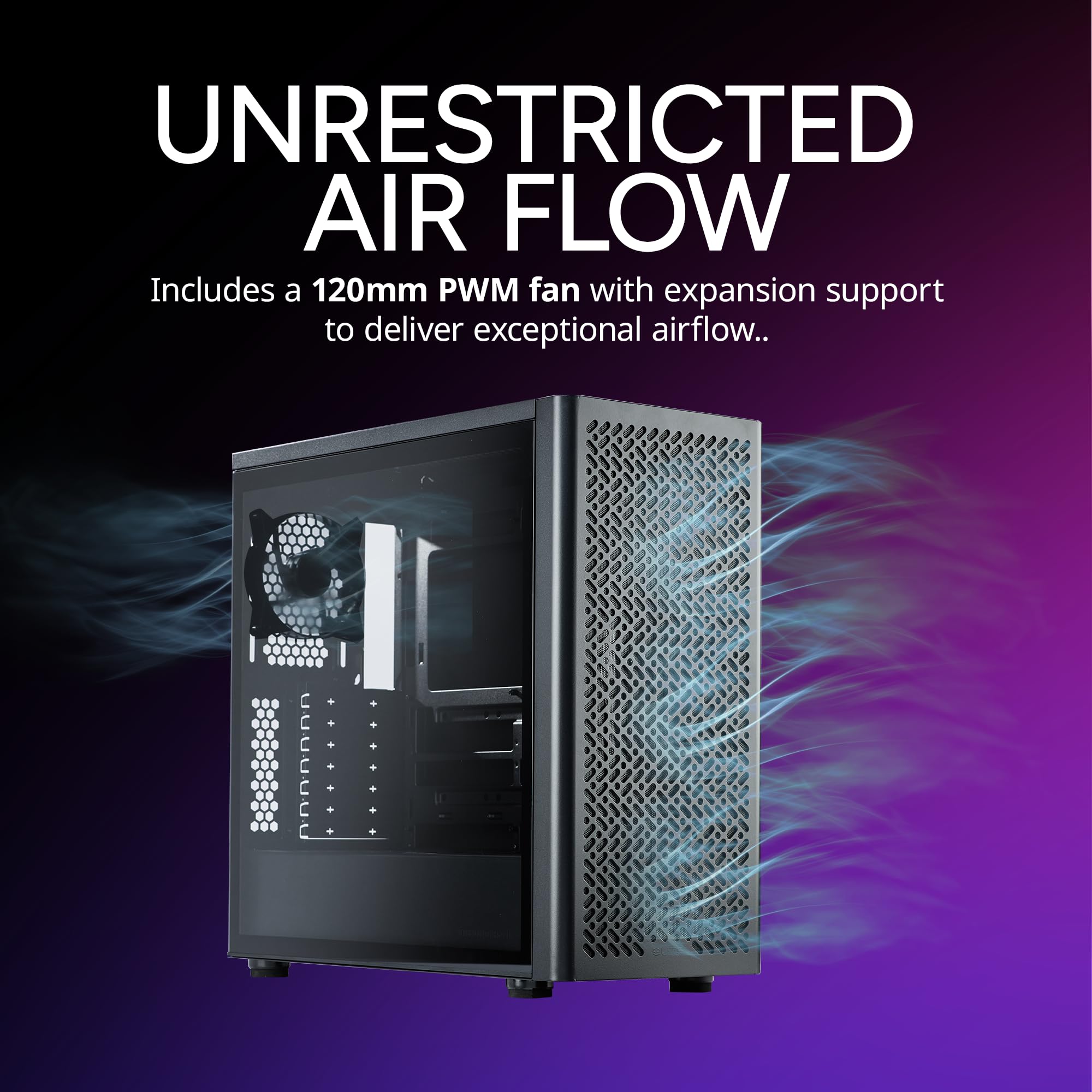 Cooler Master Elite 502 Lite ATX High Airflow Minimalist PC Case, 410mm GPU Max, Compatible RTX 5090|RX 7090 XT, 360mm AIO Max, Type C, Tempered Glass, 120mm PWM Fan, Intakes Grill