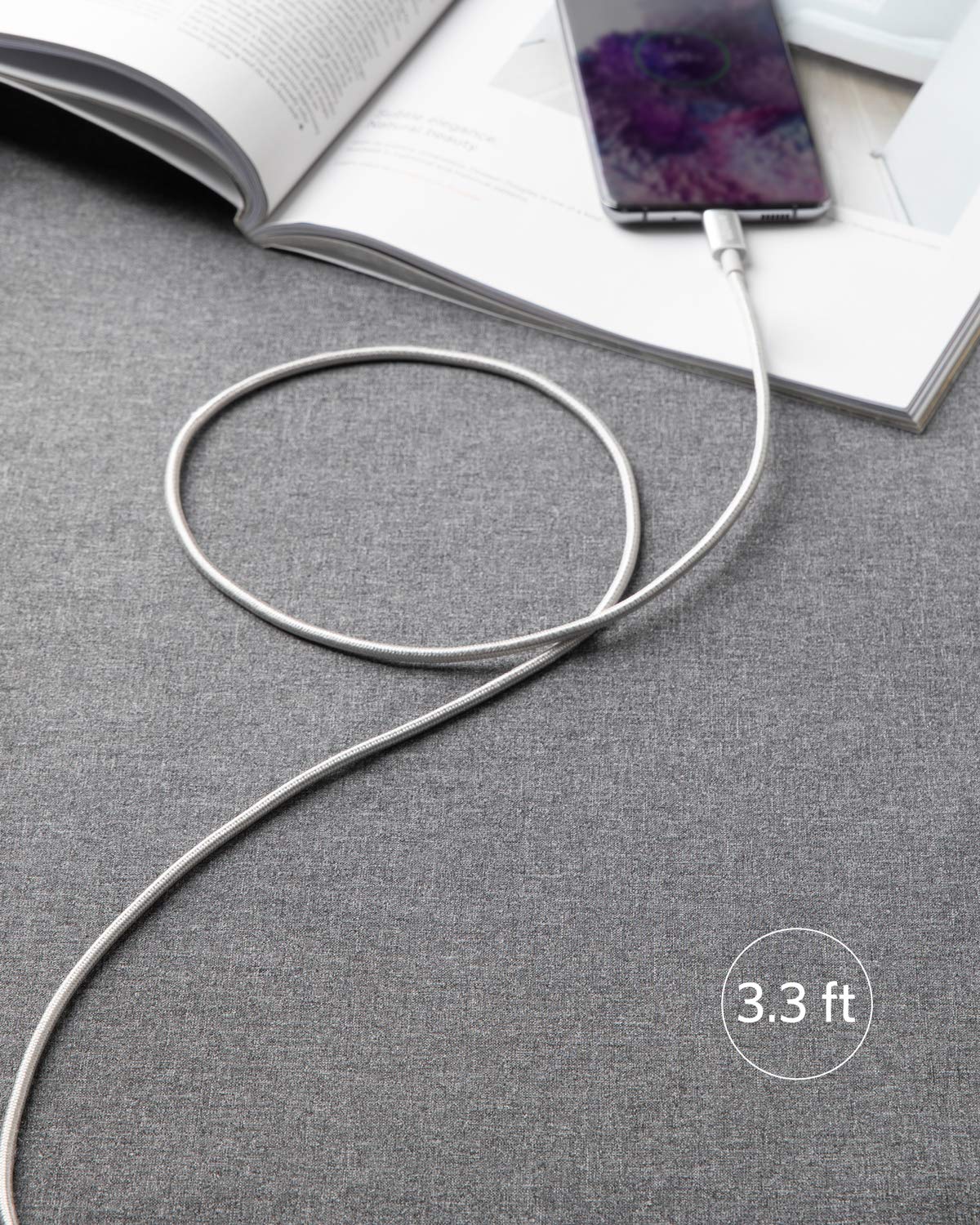 Anker USB C to USB C Cable, Type-C 60W Fast Charging Cable (3.3 FT, 2Pack) for iPhone 17 Series, iPad mini 6 and More (Silver)