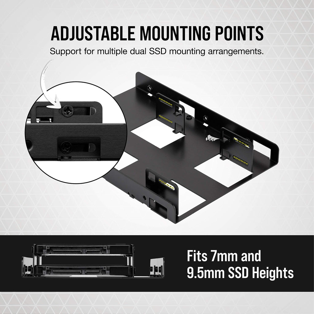 Corsair Dual SSD Mounting Bracket (3.5� Internal Drive Bay to 2.5", Easy Installation) Black